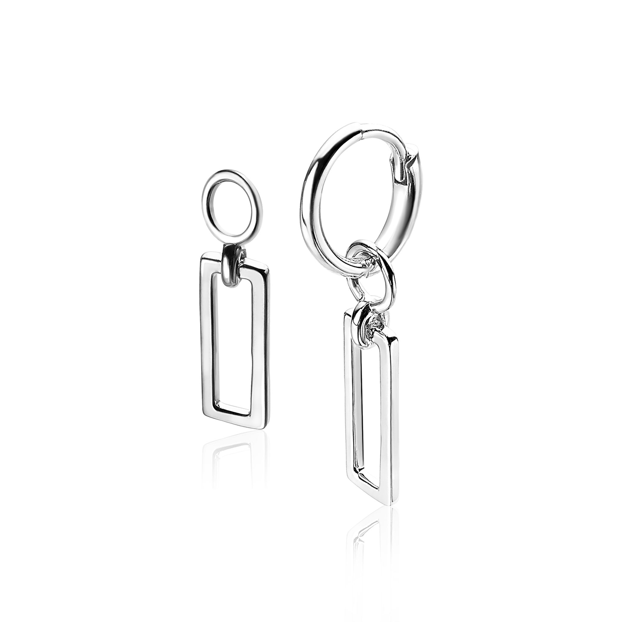 ZINZI silberne Ohrhänger offen Rechteck 14mm ZICH1692