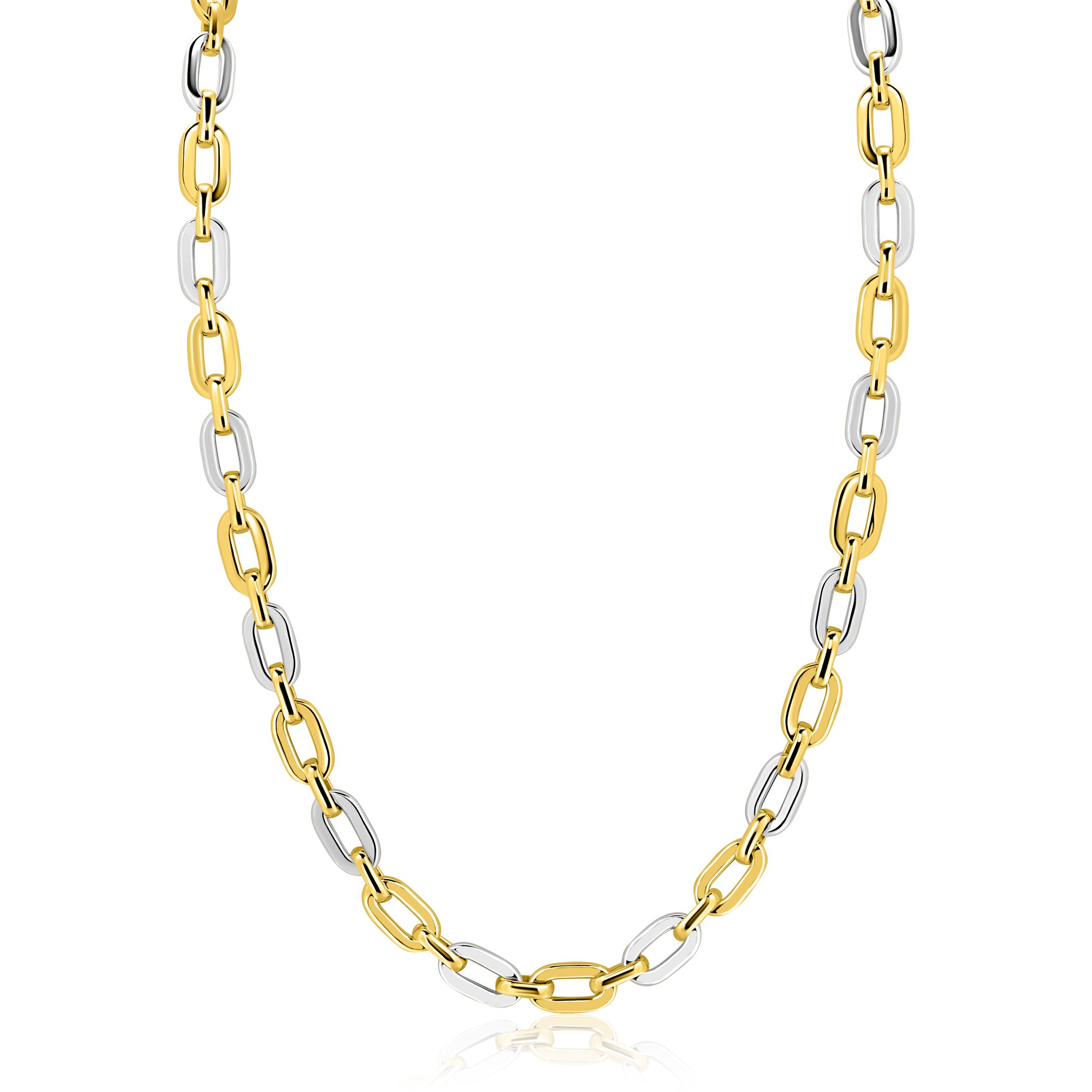 ZINZI zlv. collier bicolor met ovale schakels 42/45cm