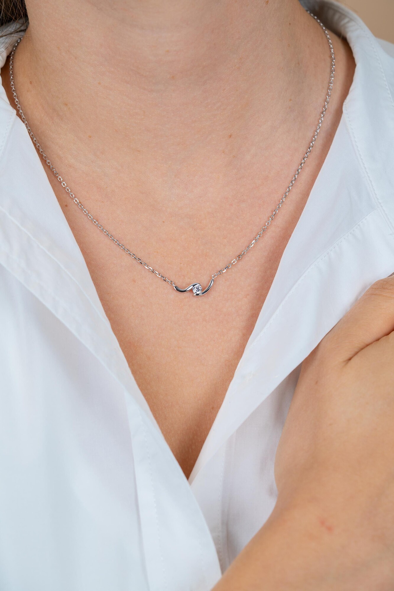 ZINZI zlv. collier slagmodel met zirconia