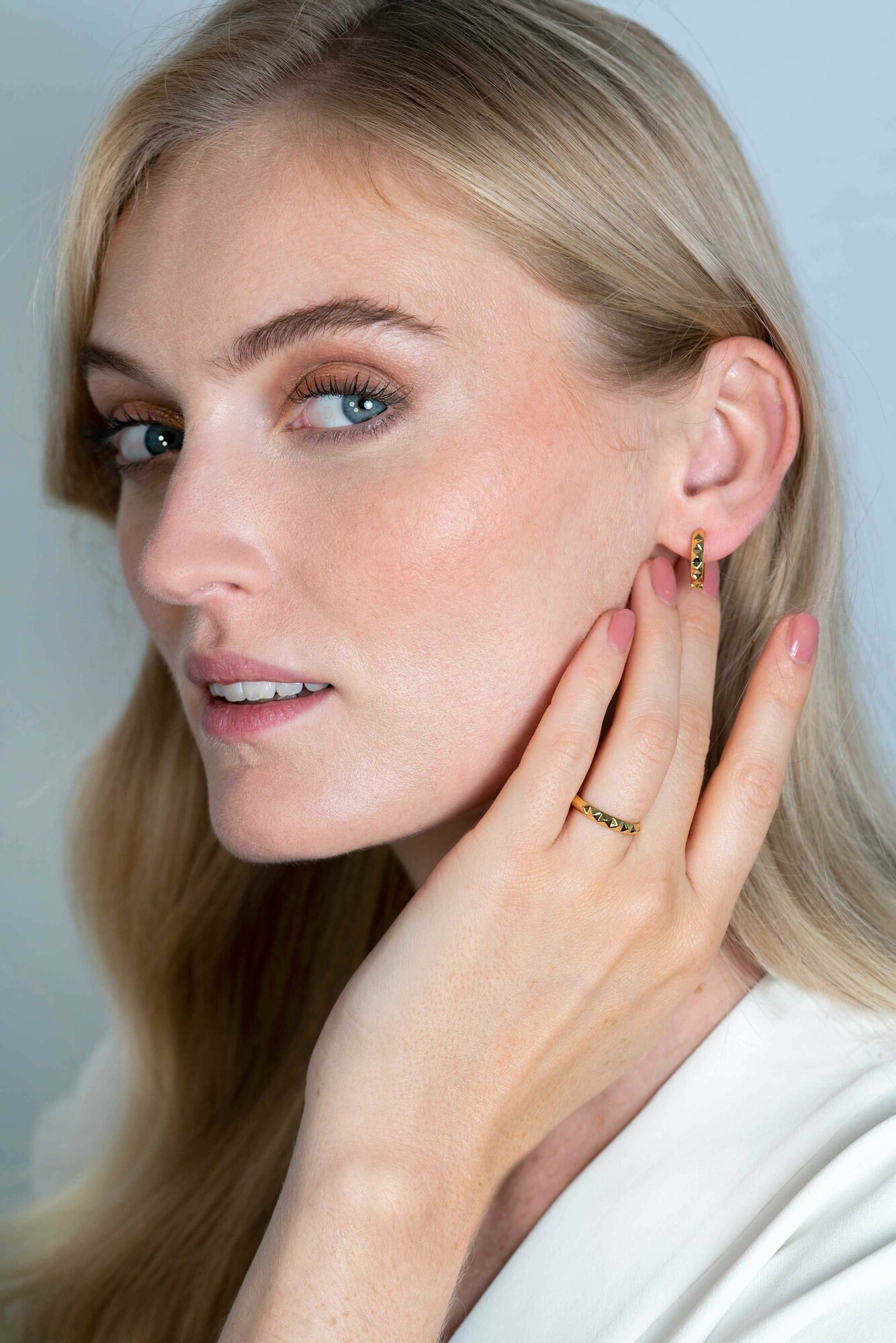 ZINZI silberne Nieten Ohrringe 14K gelb vergoldet zweifarbig 15mm ZIO2167CRG