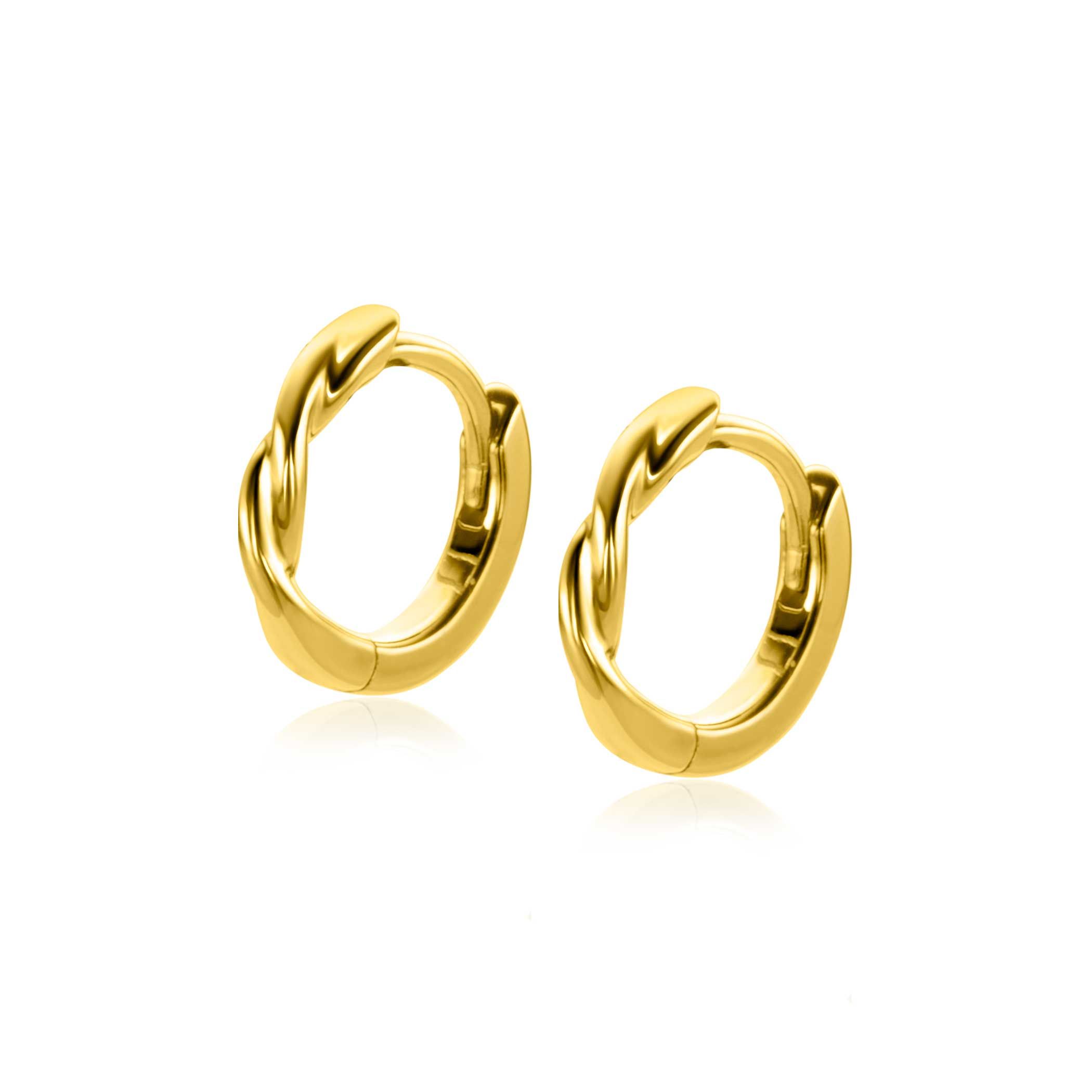 ZINZI zlv. klapcreolen geel verguld gedraaid 13x2mm