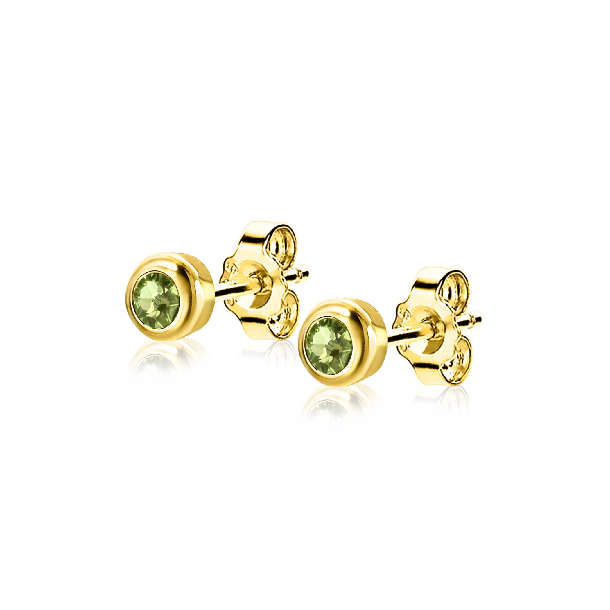 ZINZI zlv.oorknopjes gg.verg.birthstones peridoot cz
