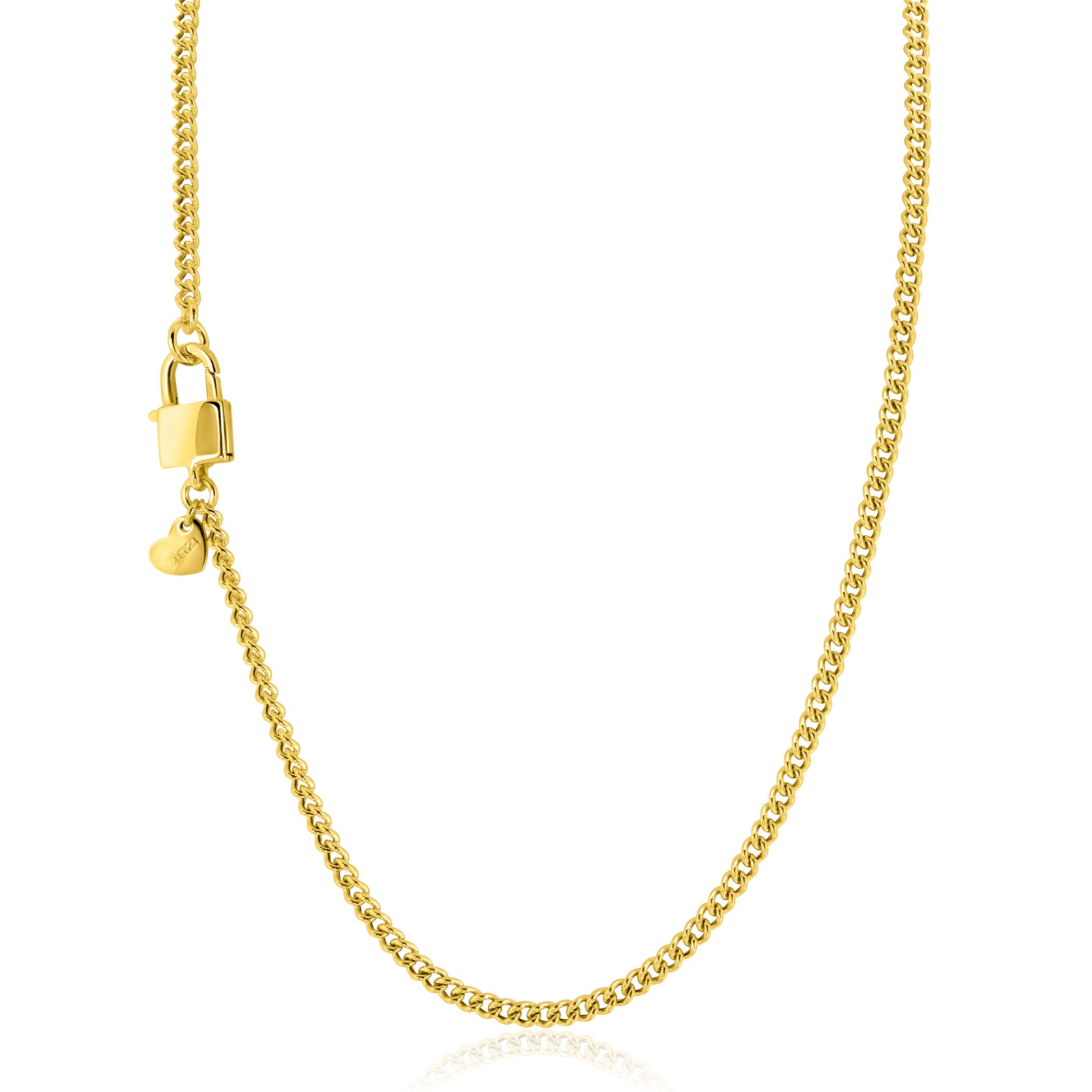 ZINZI zlv. collier gg.verg. grmt.met slot sluiting 45cm