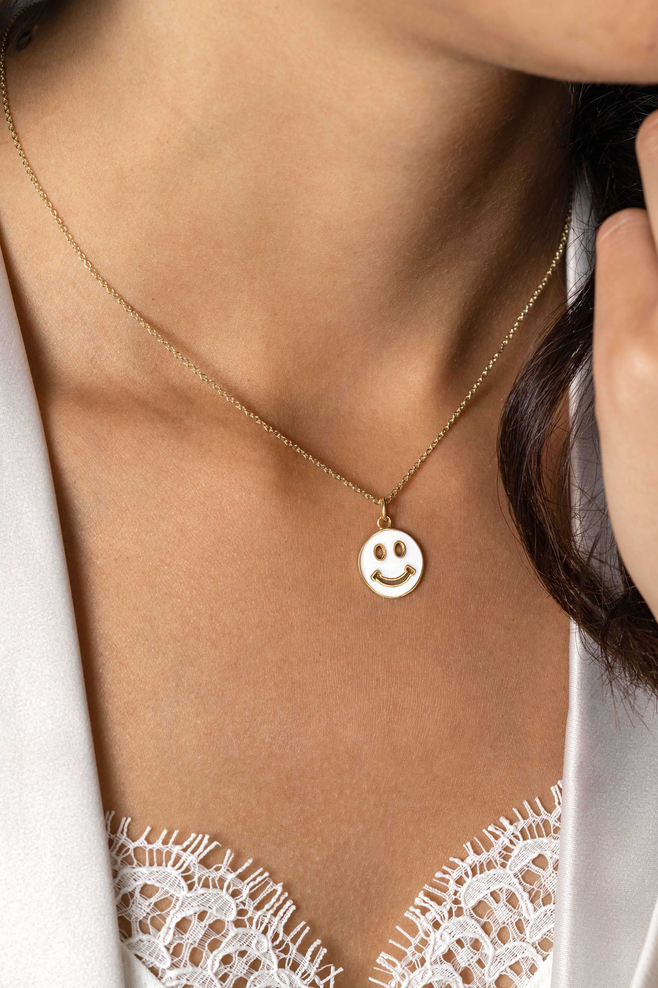 ZINZI zlv. hanger Smiley geel verguld wit