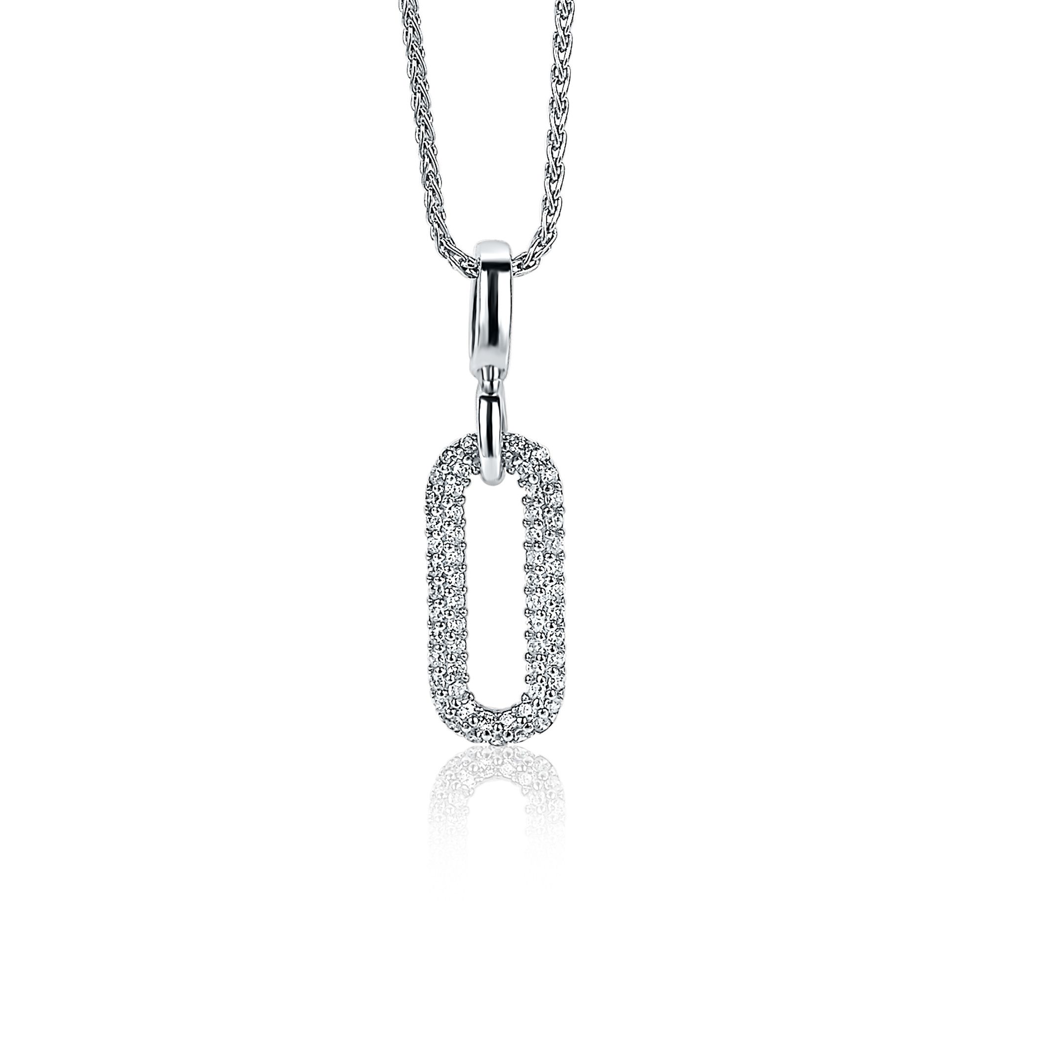 ZINZI silberner Luxus Anhänger oval weiß 32mm ZIH1894