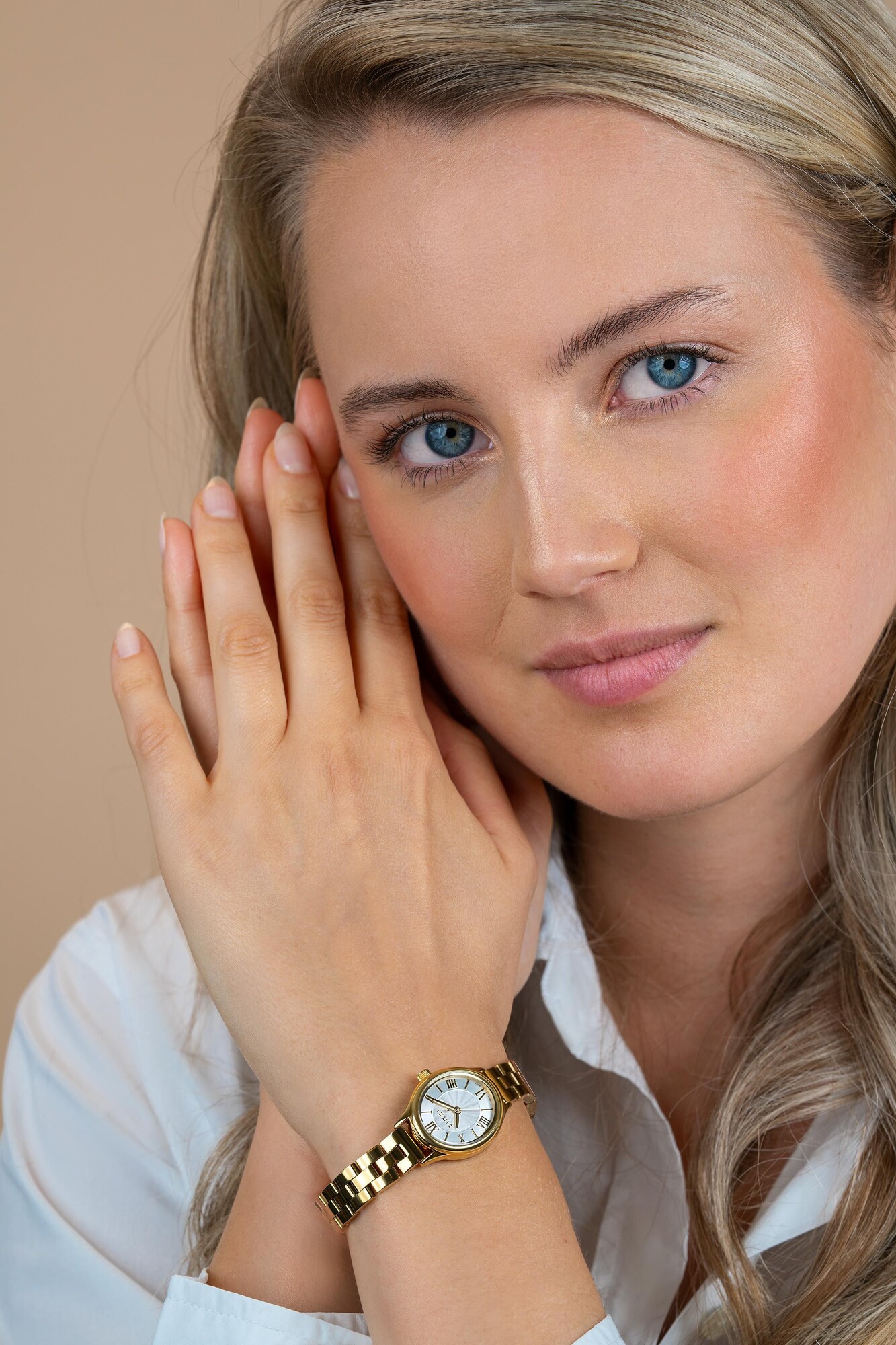 Zinzi Ovale horloge 26mm zilverkl.w.plaat, goudkl.band