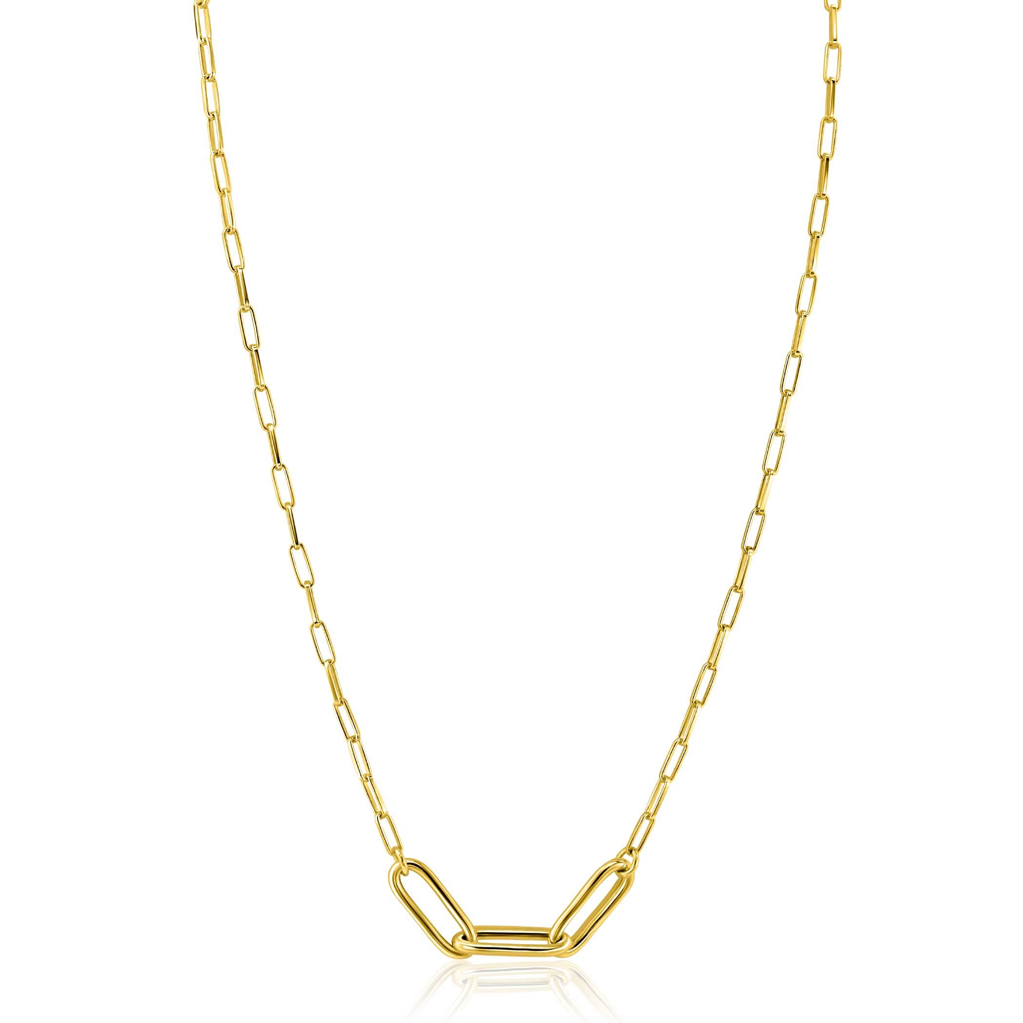 ZINZI zlv. collier gg.verg. paperclip schakels