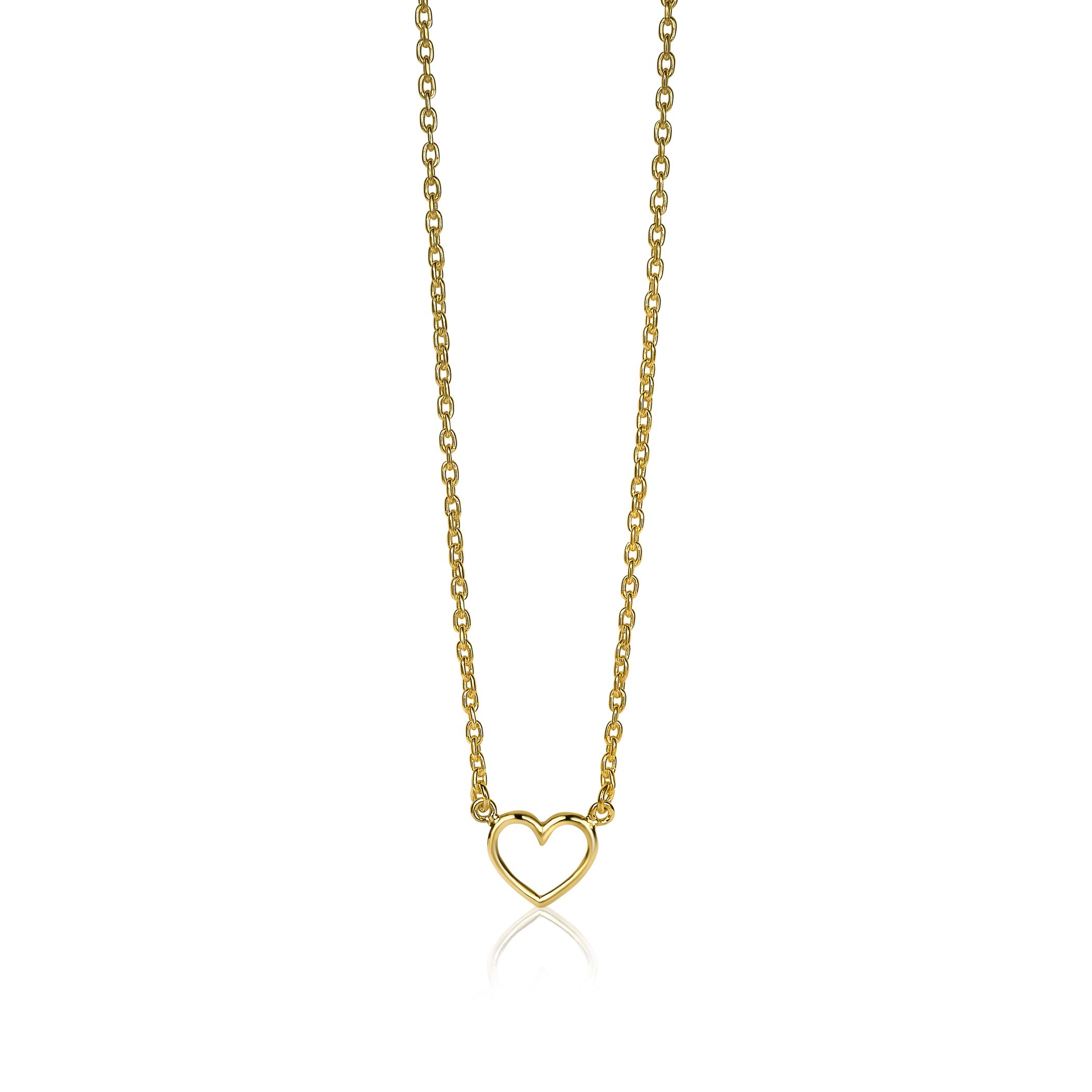 ZINZI silberne Kette gelb vergoldet offen Herz 40-43cm ZIC1420G