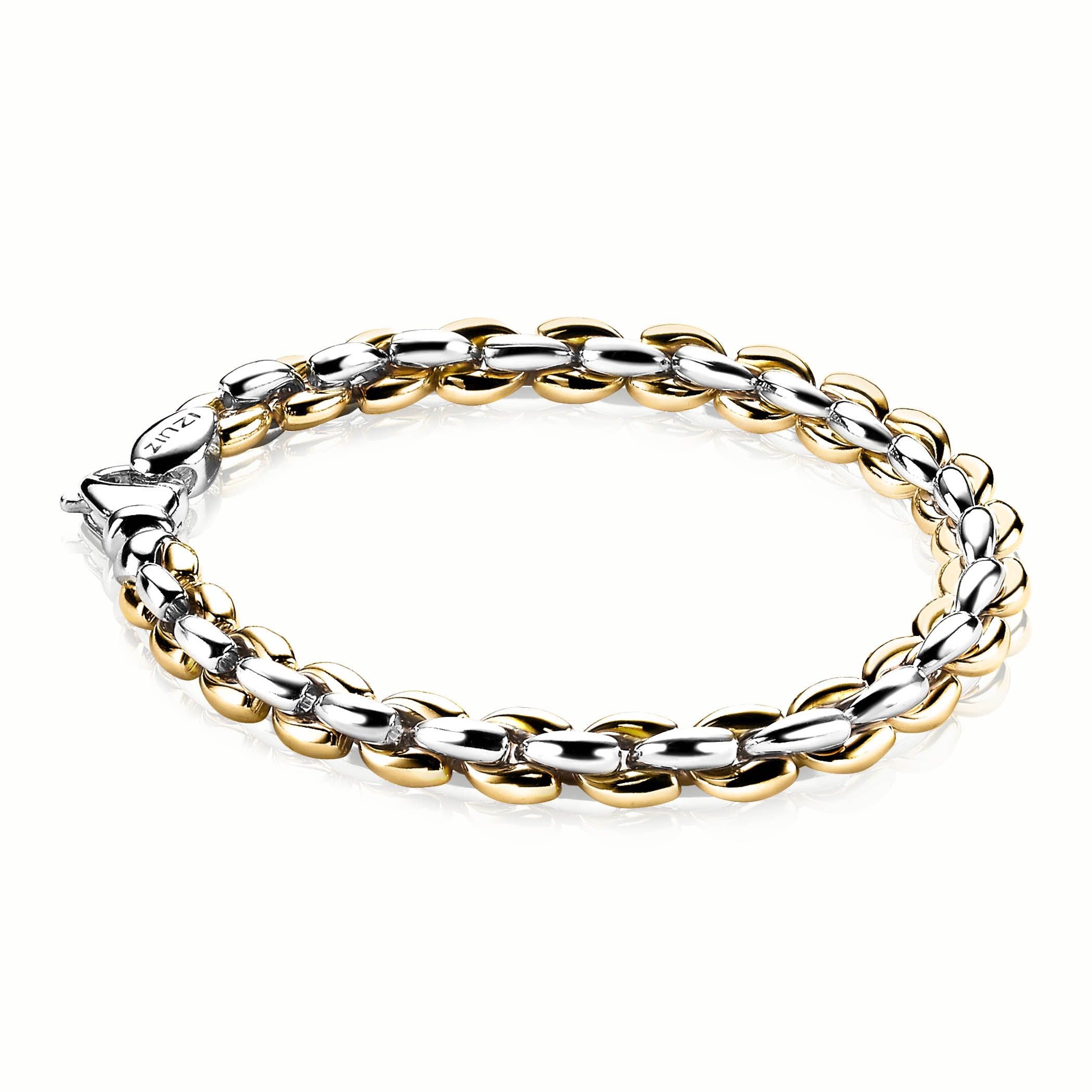 ZINZI silbernes Gliederarmband gelb vergoldet 7mm breit 19,5cm ZIA1290