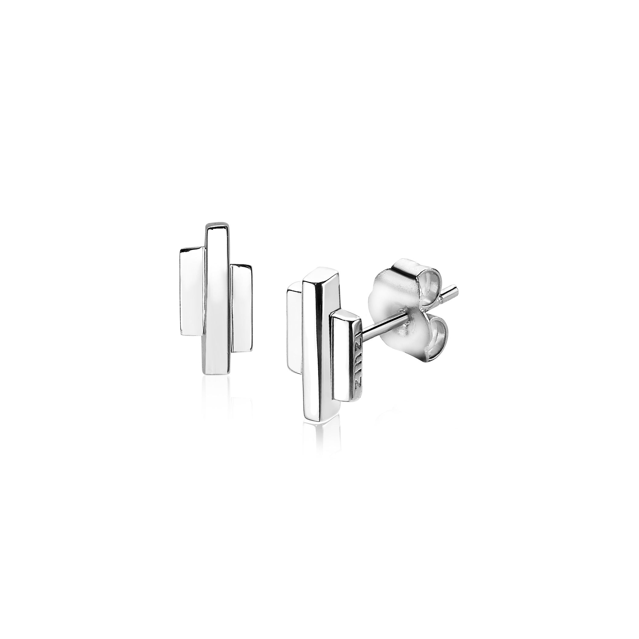 ZINZI silberne Ohrstecker Stäbchen Form glatt 9mm ZIO1586