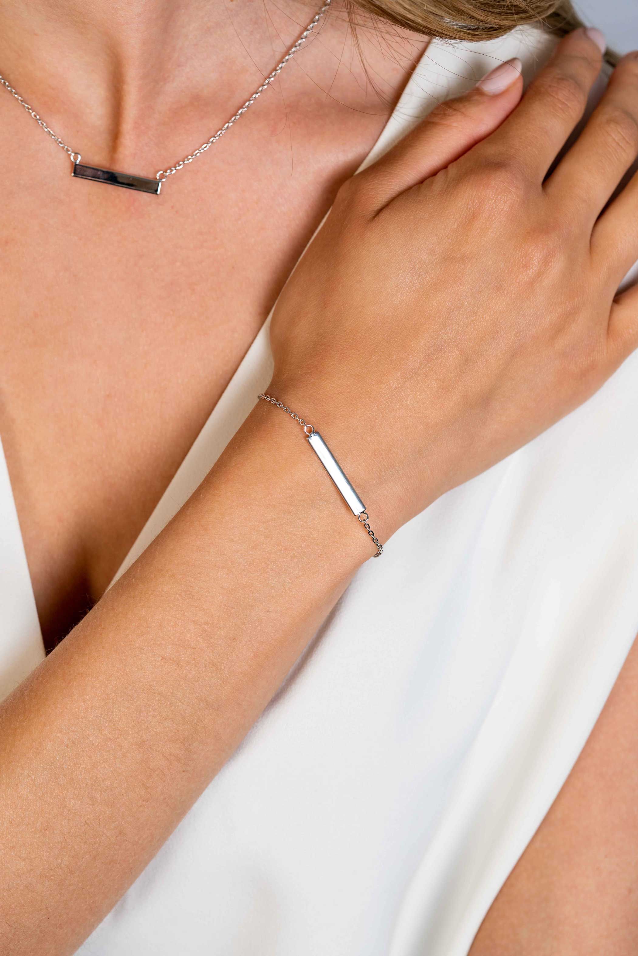 ZINZI zlv. armband met recht plaatje