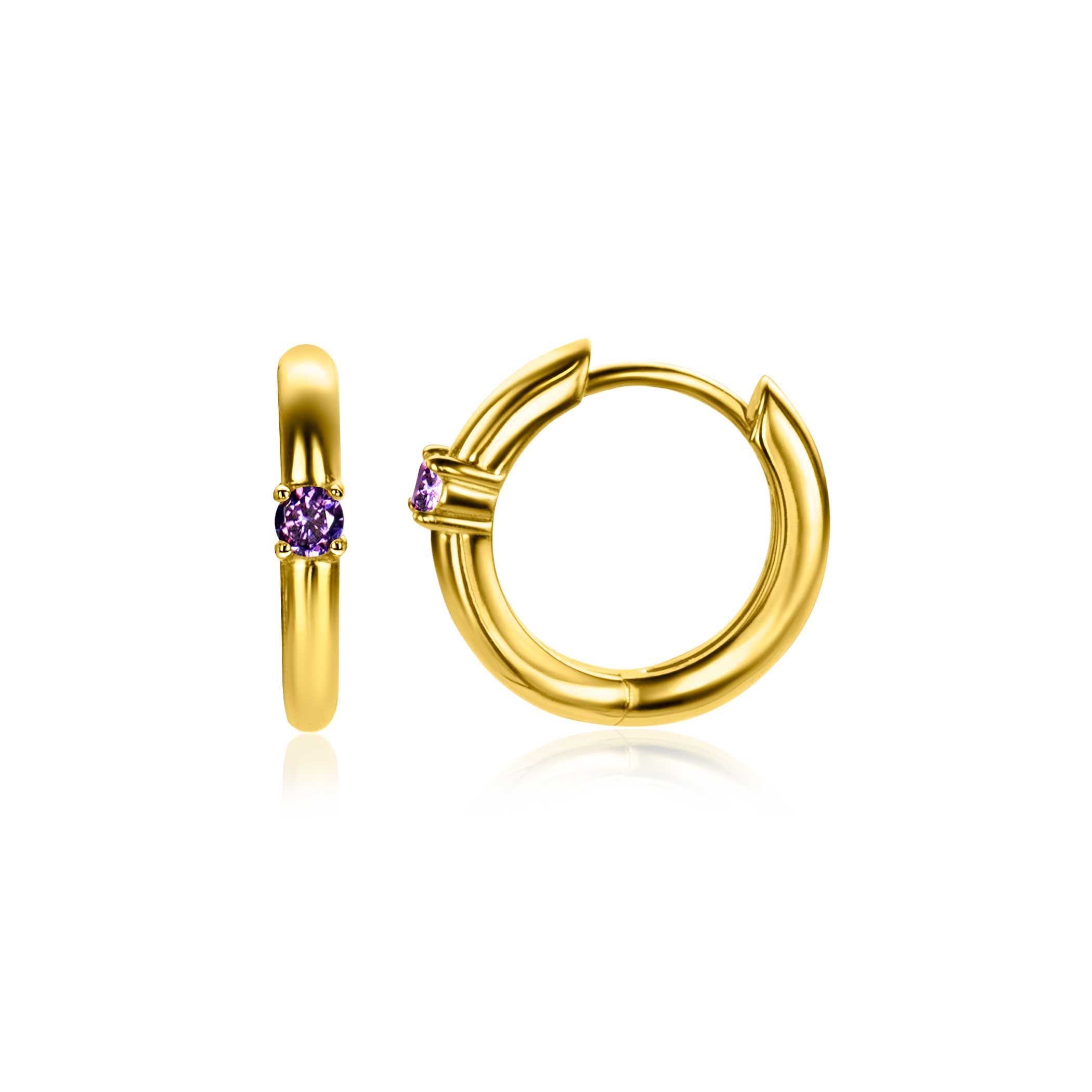 ZINZI zlv. oorringen gg.verg birthstones amethist cz