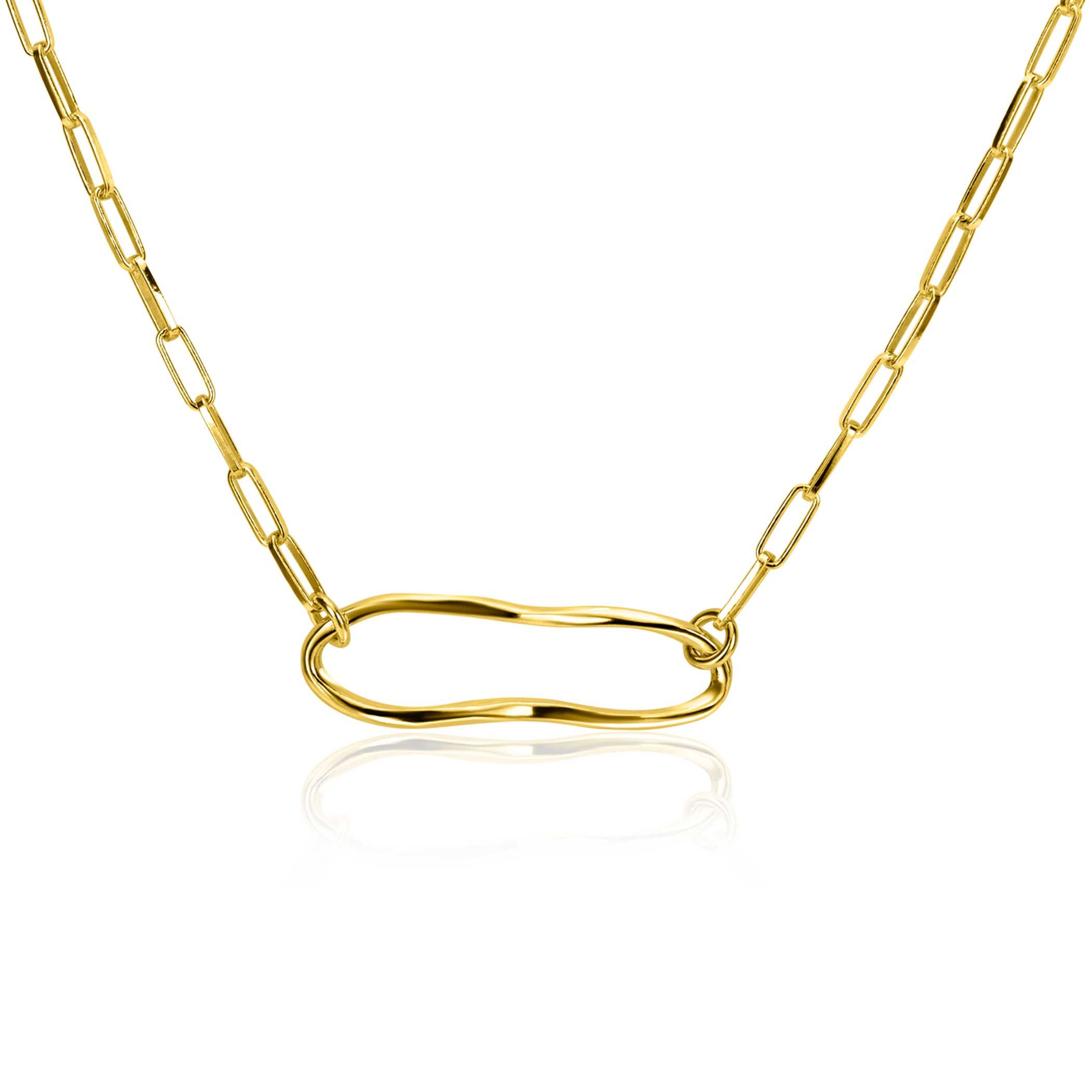 ZINZI vergoldete Silber-Paperclip-Kette mit organisch geformtem Oval 41-45cm ZIC-BF107