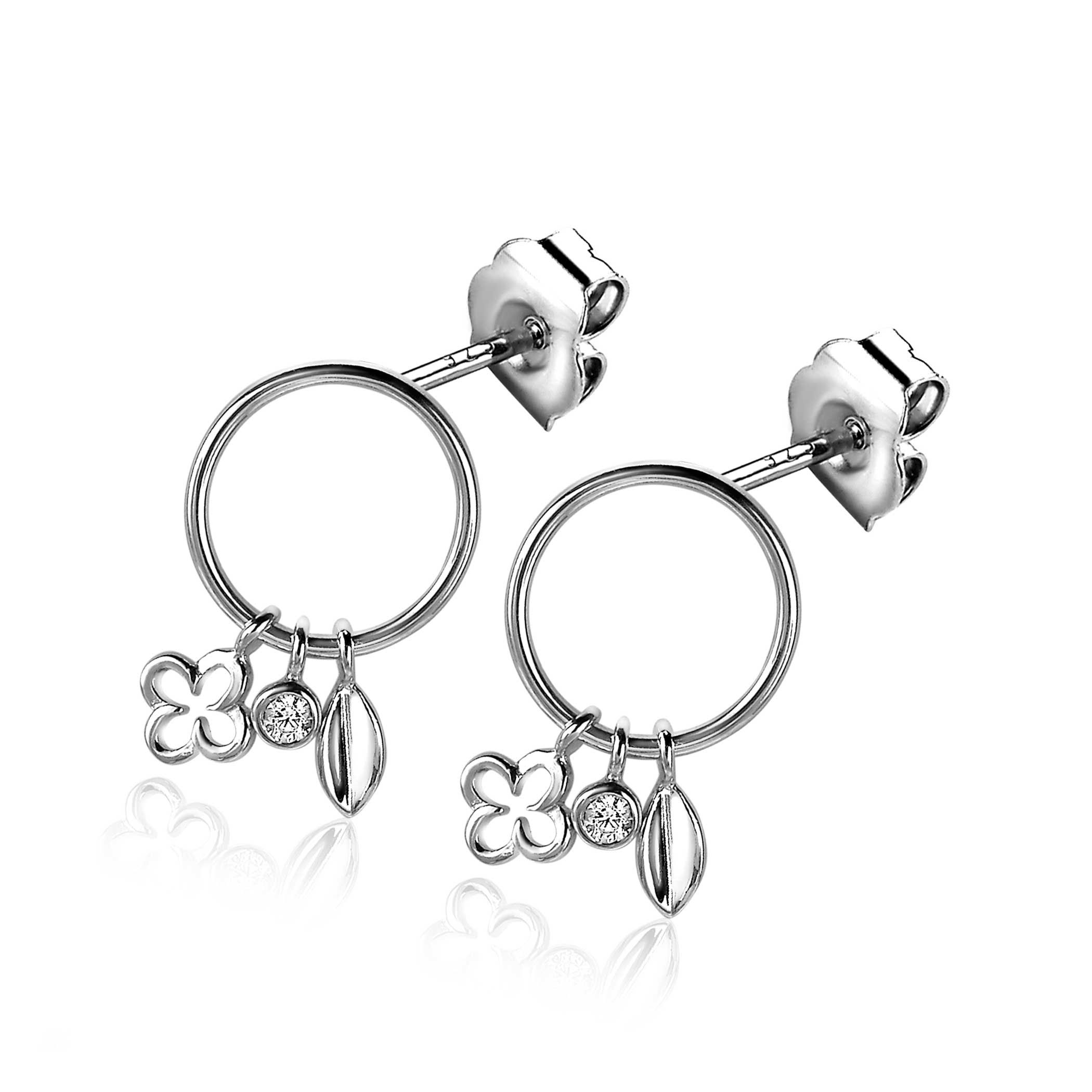 ZINZI silberne Ohrringe rund Fantasie Charms Zirkonia zio1875