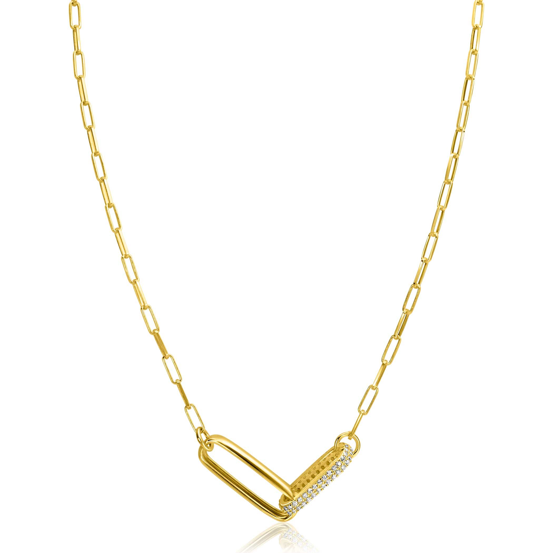 ZINZI zlv.collier gg.verg.paperclip 2 grote schakels zirc