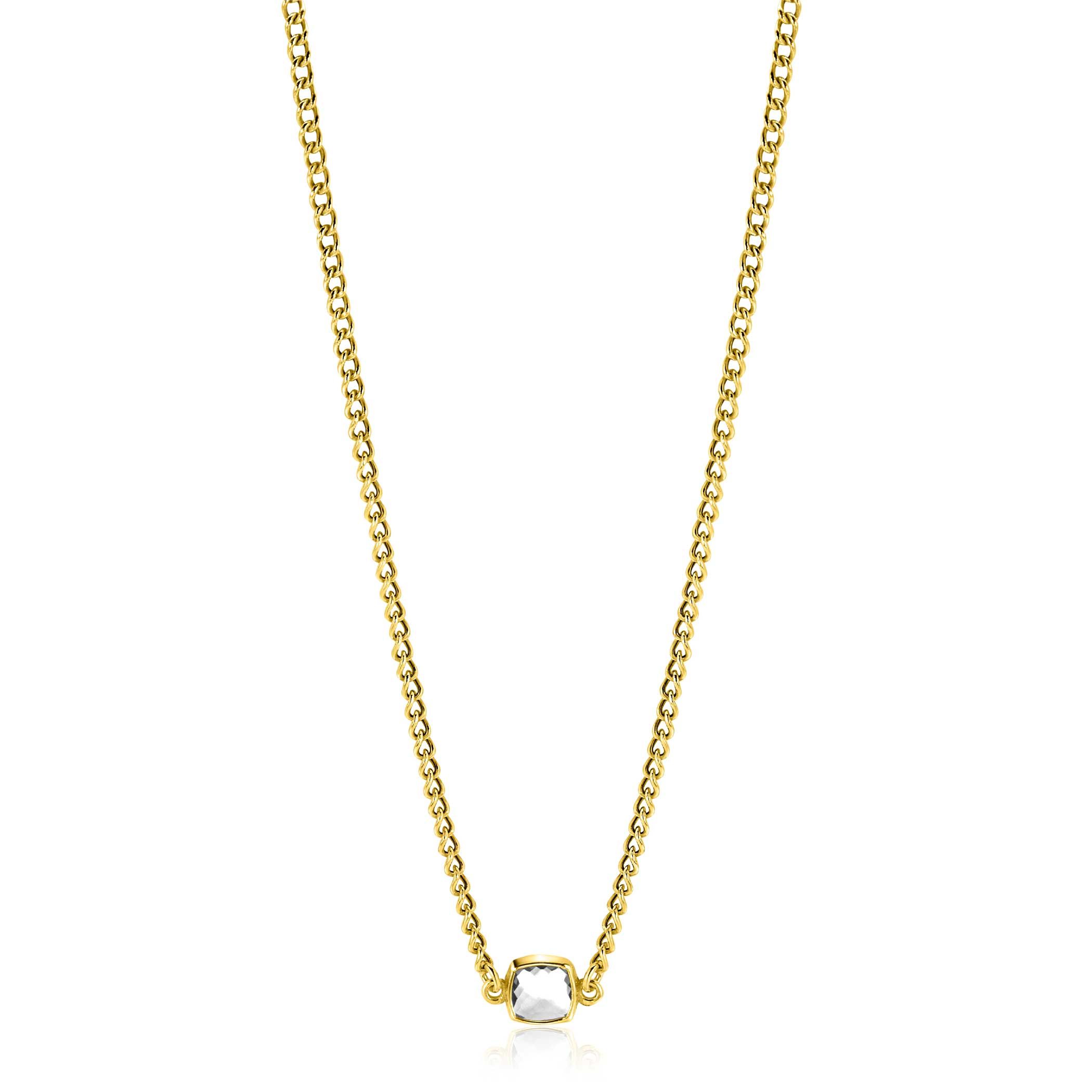 ZINZI zlv. collier gg.verg. grmt. met vk zirconia