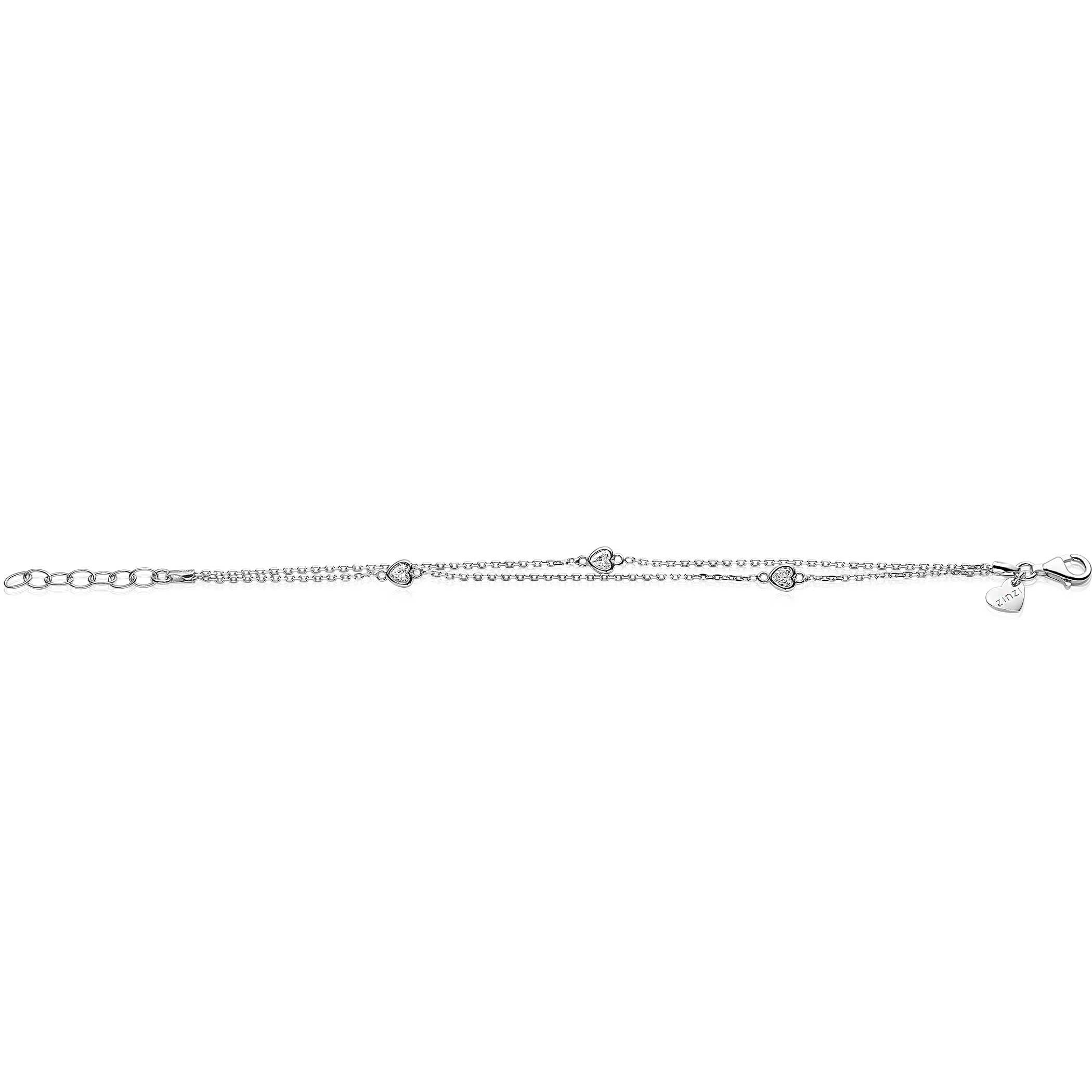 ZINZI silbernes Armband doppelt  Herz weiß ZIA1721