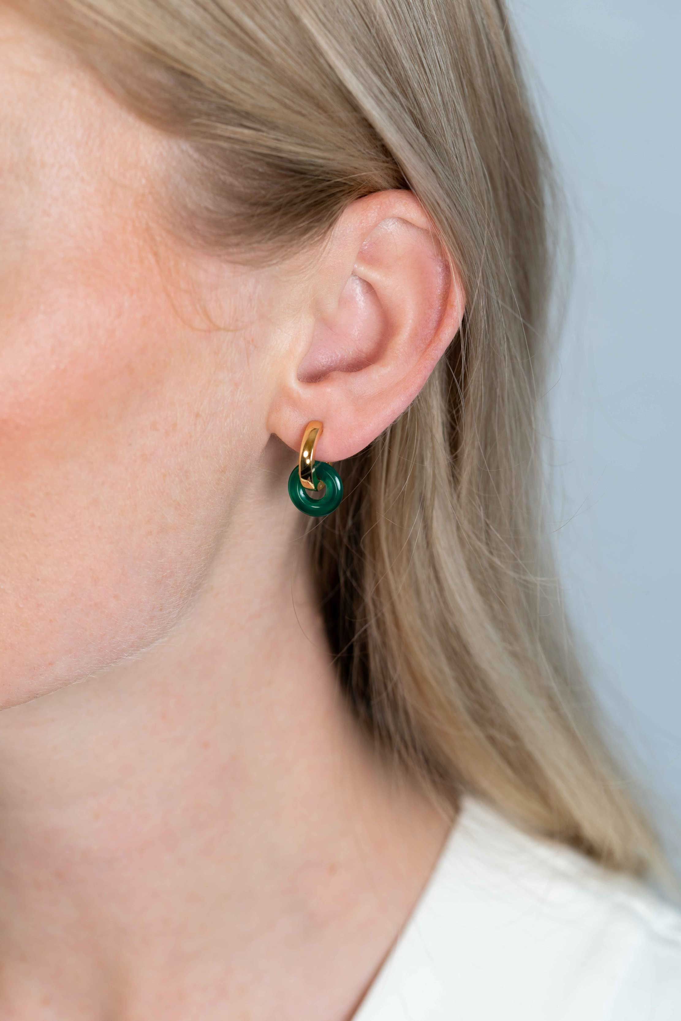 ZINZI Ohranhänger rund 12mm grüner Achat ZICH2274G. Exkl. Ohrringe