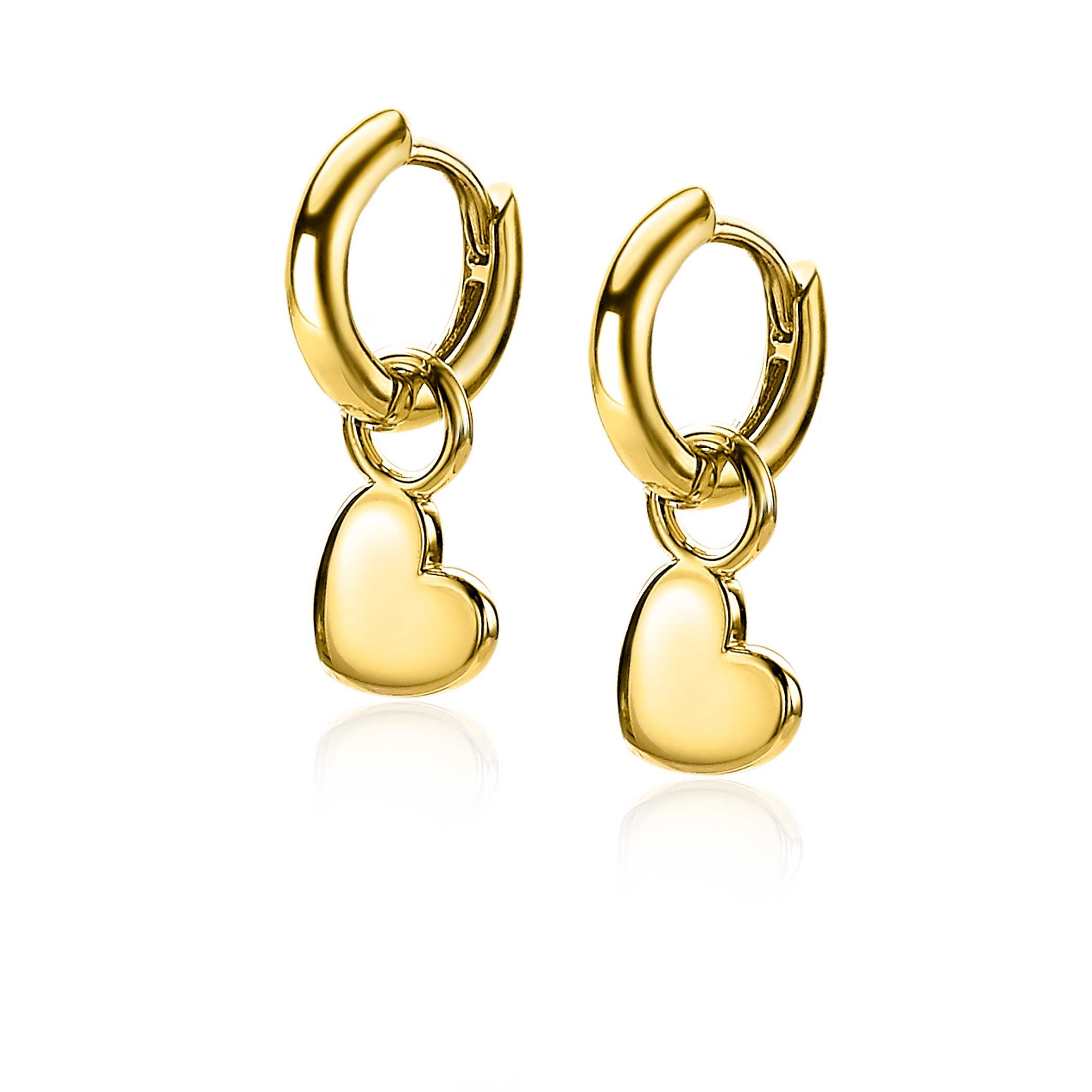 ZINZI silberne Ohrhänger 14K gelb vergoldet Herzform 8mm ZICH1826G
