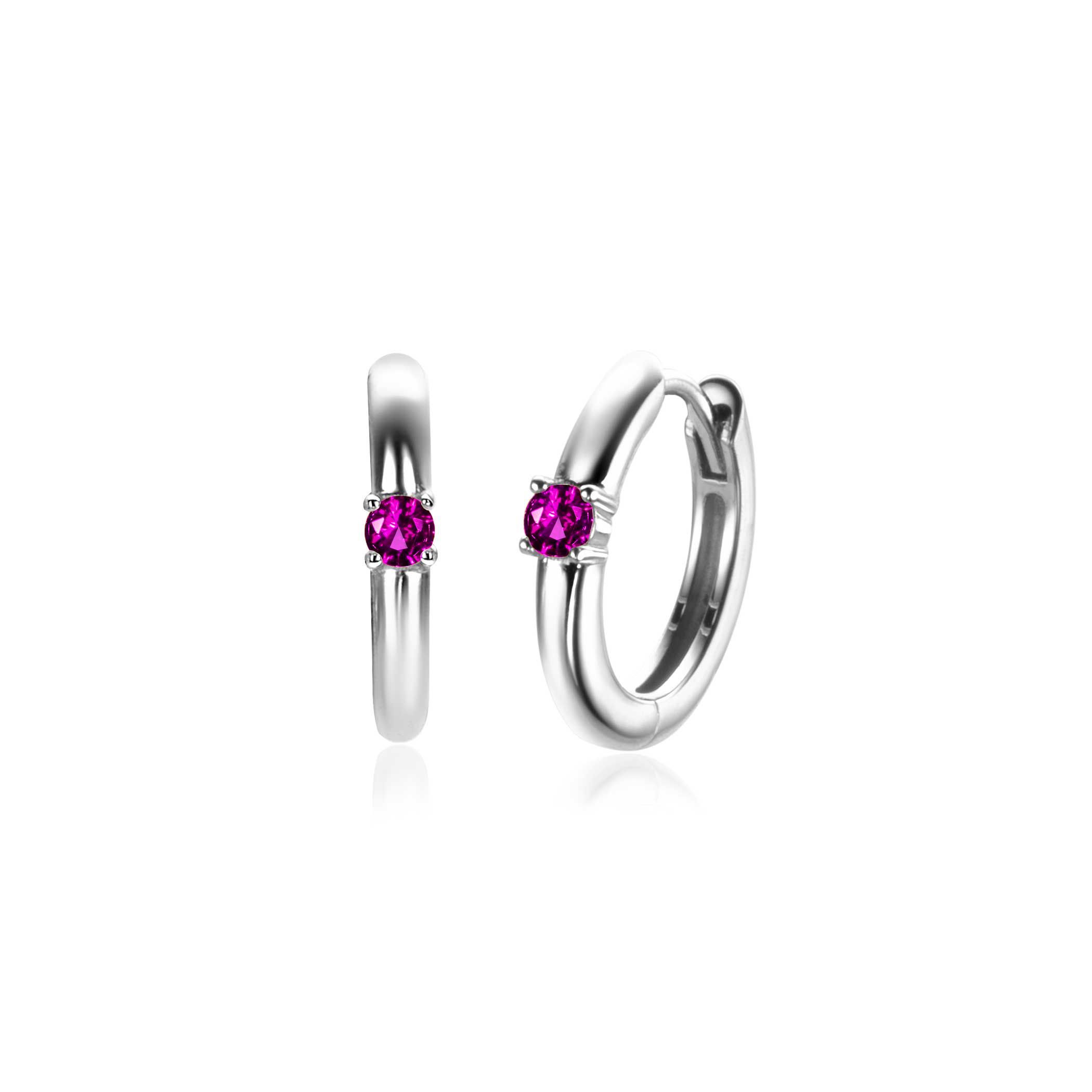 ZINZI zlv. oorringen birthstones robijn cz