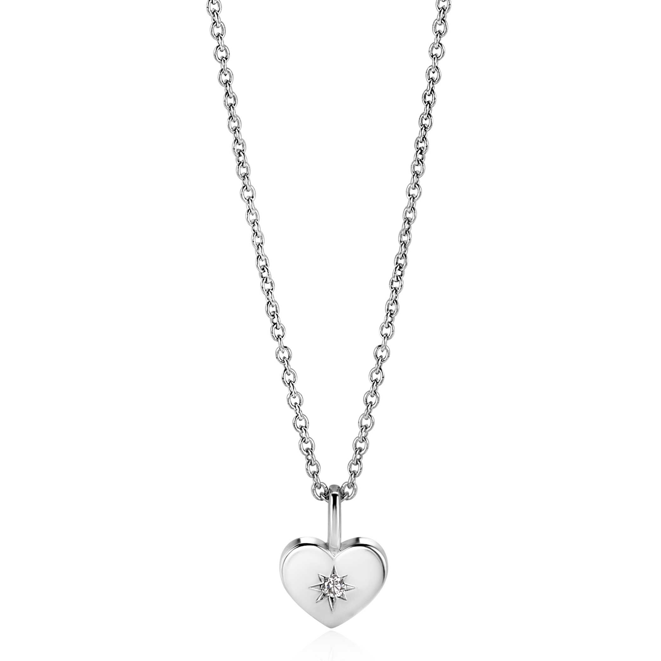 ZINZI zlv. hanger hartvorm birthstones wit cz.