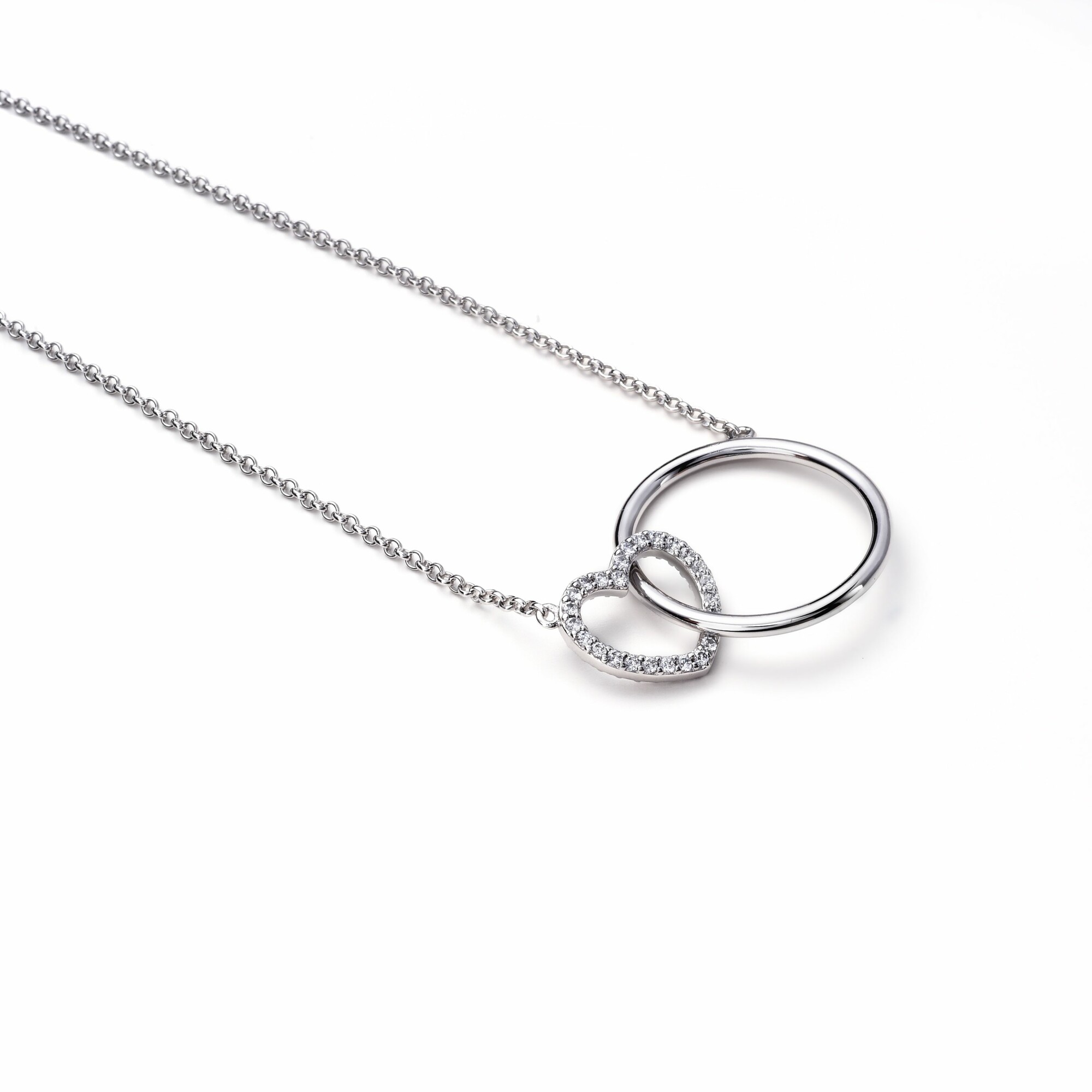 ZINZI silberne Kette Herz rund  weiß 45cm ZIC1483