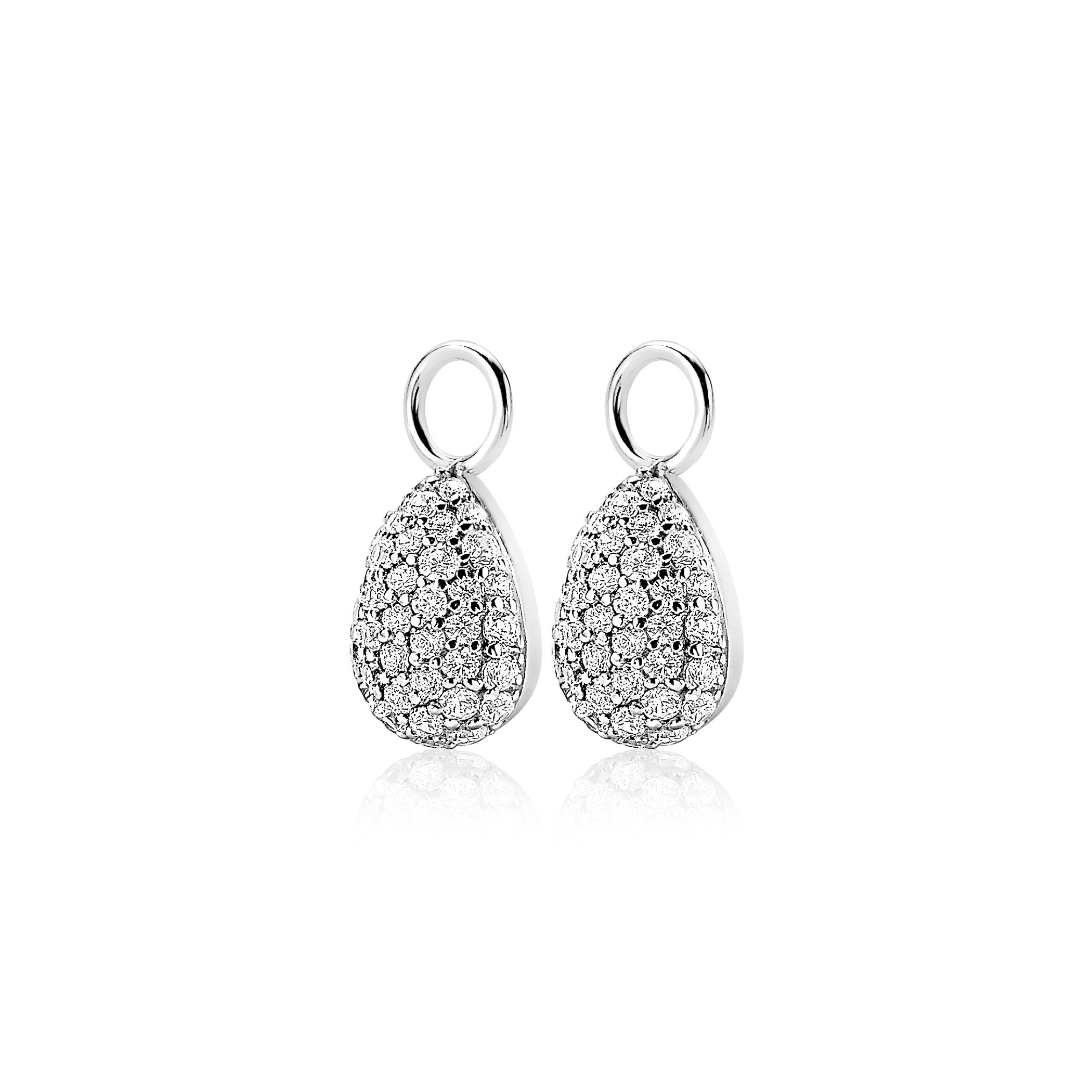 ZINZI silberne Ohrhänger Tropfenform pavé weiß ZICH1591