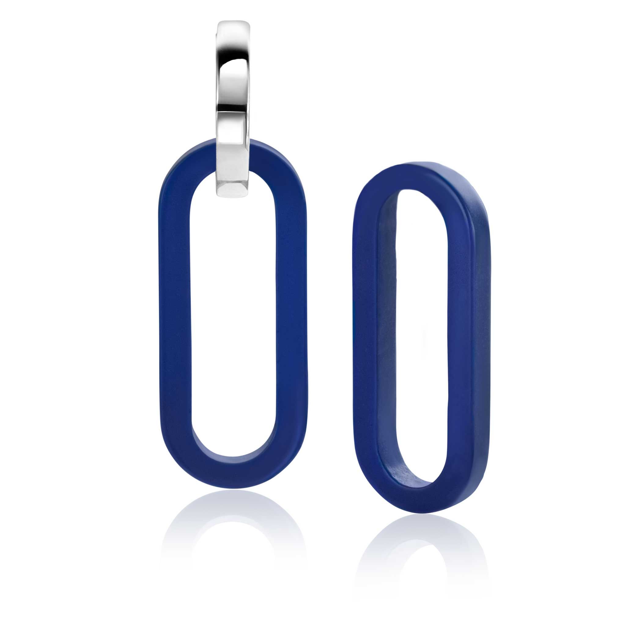 ZINZI zlv. oorbedels lapis lazuli ovaal 30mm lang
