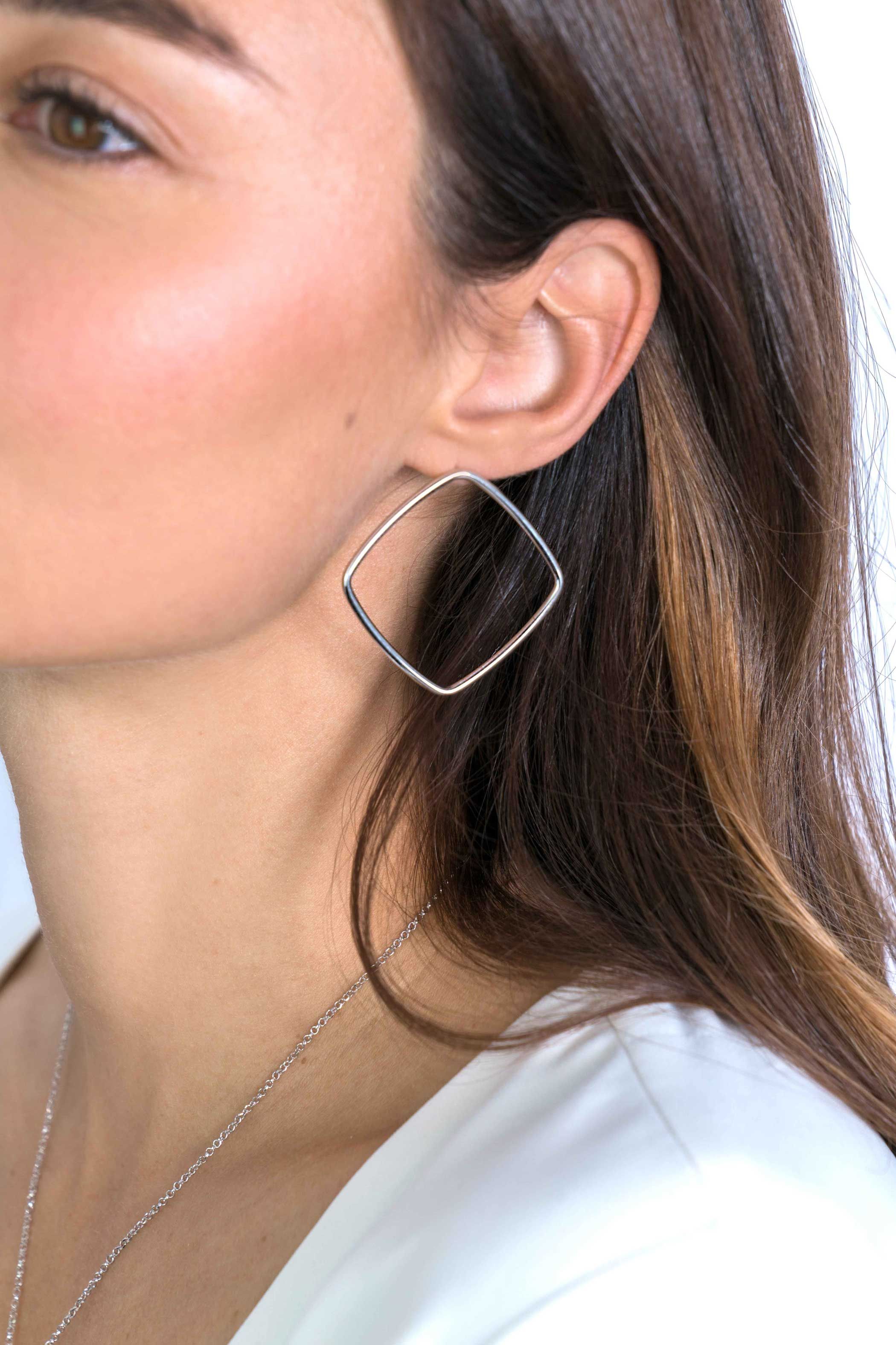 ZINZI silberne trendy Ohrstecker 44mm quadratisch offen ZIO2095