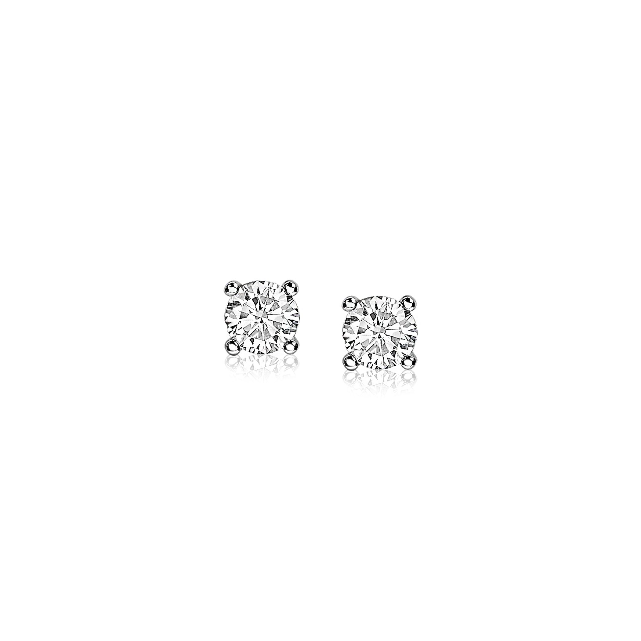 ZINZI silberne Ohrstecker runde Zirkonia 6mm Chaton Fassung ZIO1383