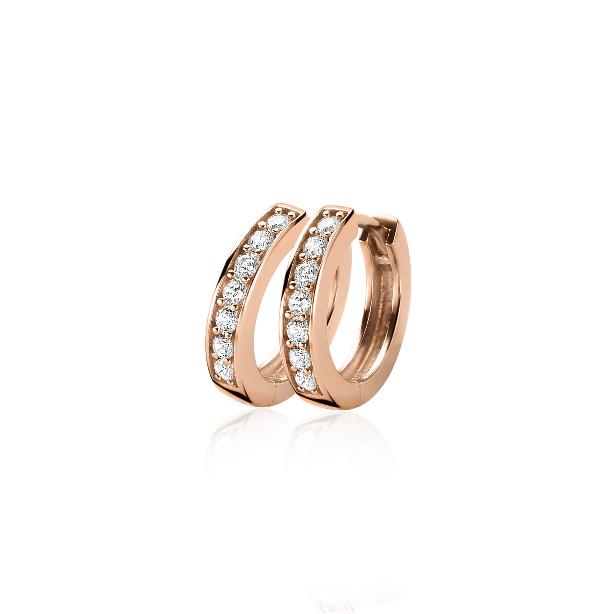 ZINZI silberne Ohrringe rosévergoldet 15 x 3mm  weiß ZIO191D