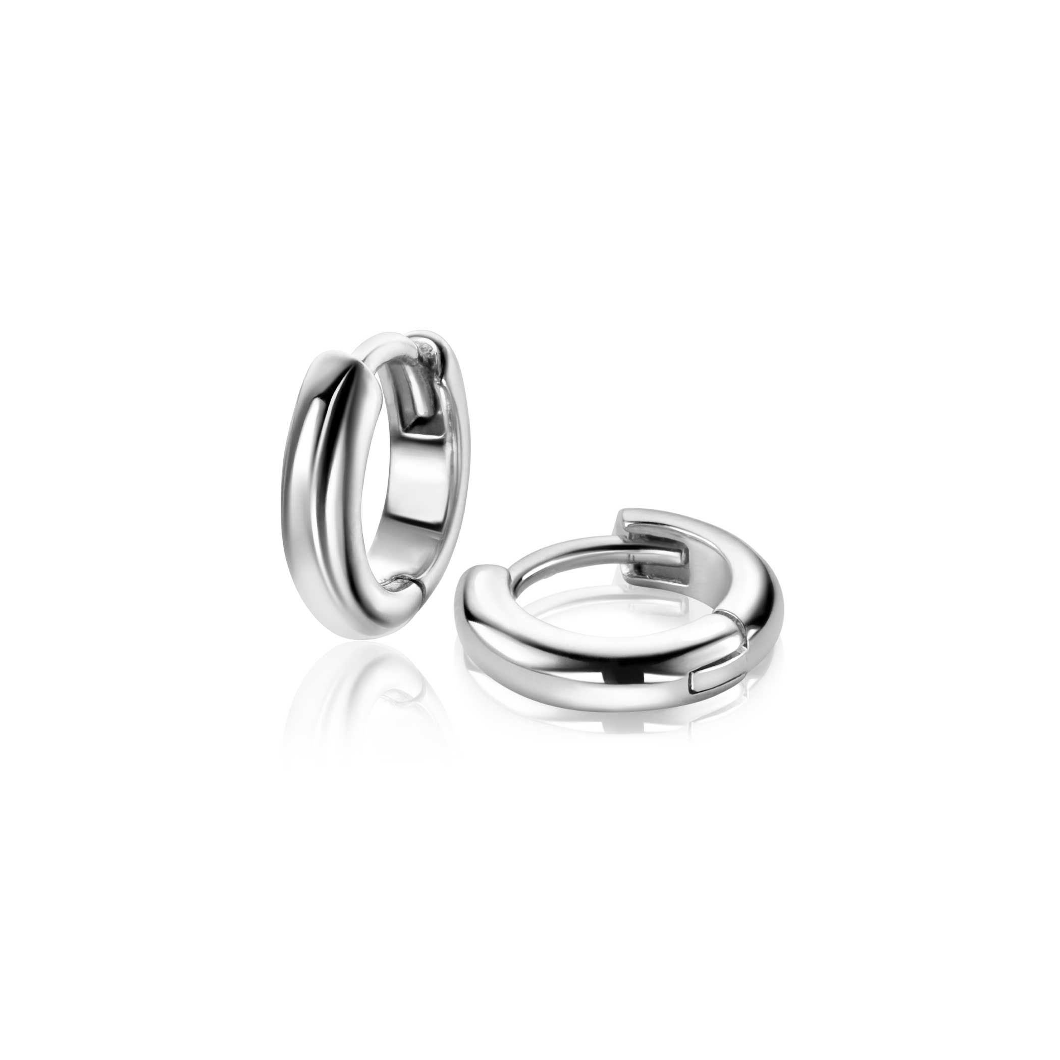 12,5mm ZINZI Silber Creolen mit runder Röhre 3mm mit Luxus-Schnappverschluss ZIO2600