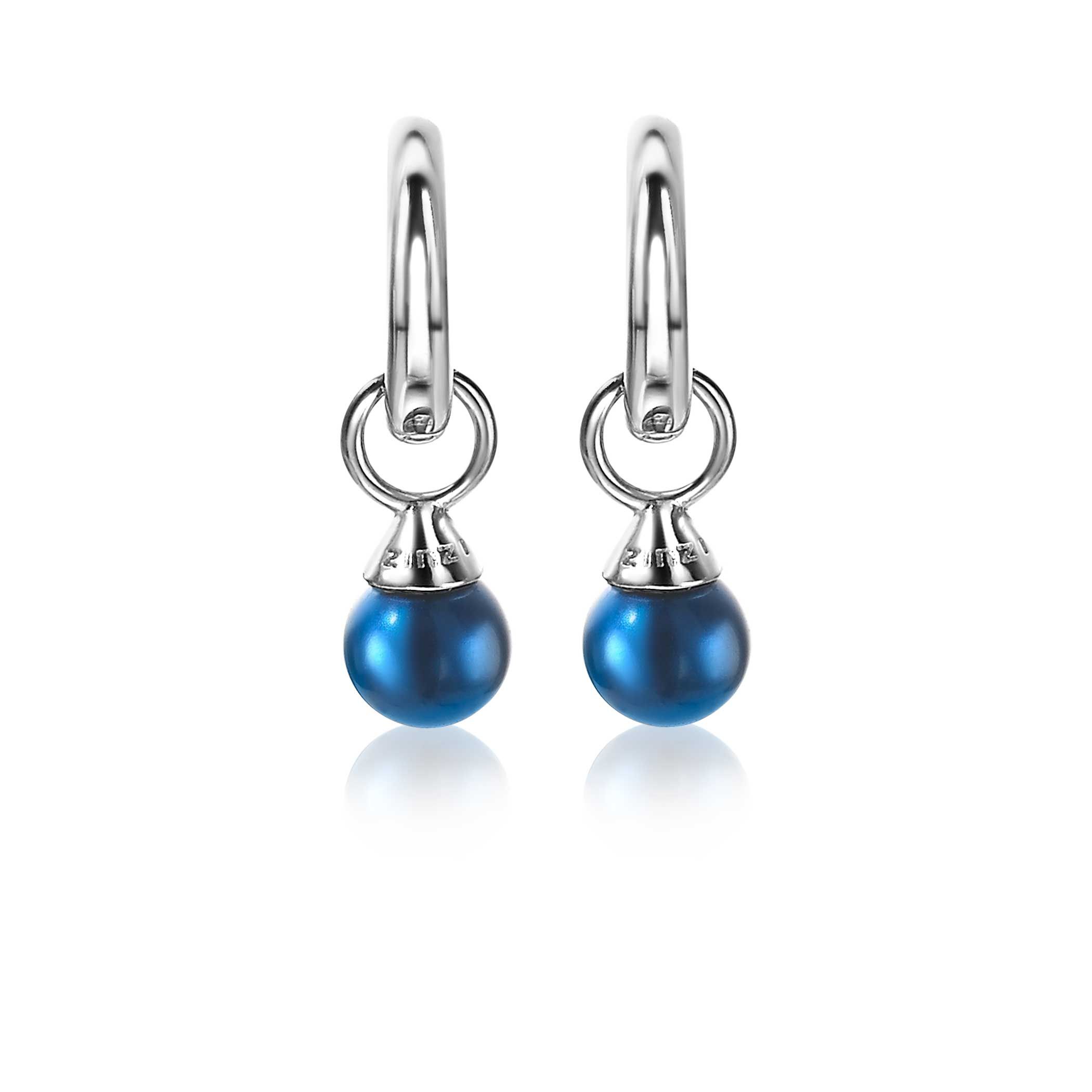 ZINZI silberne Ohrhänger Perlen blau 6mm ZICH1749B