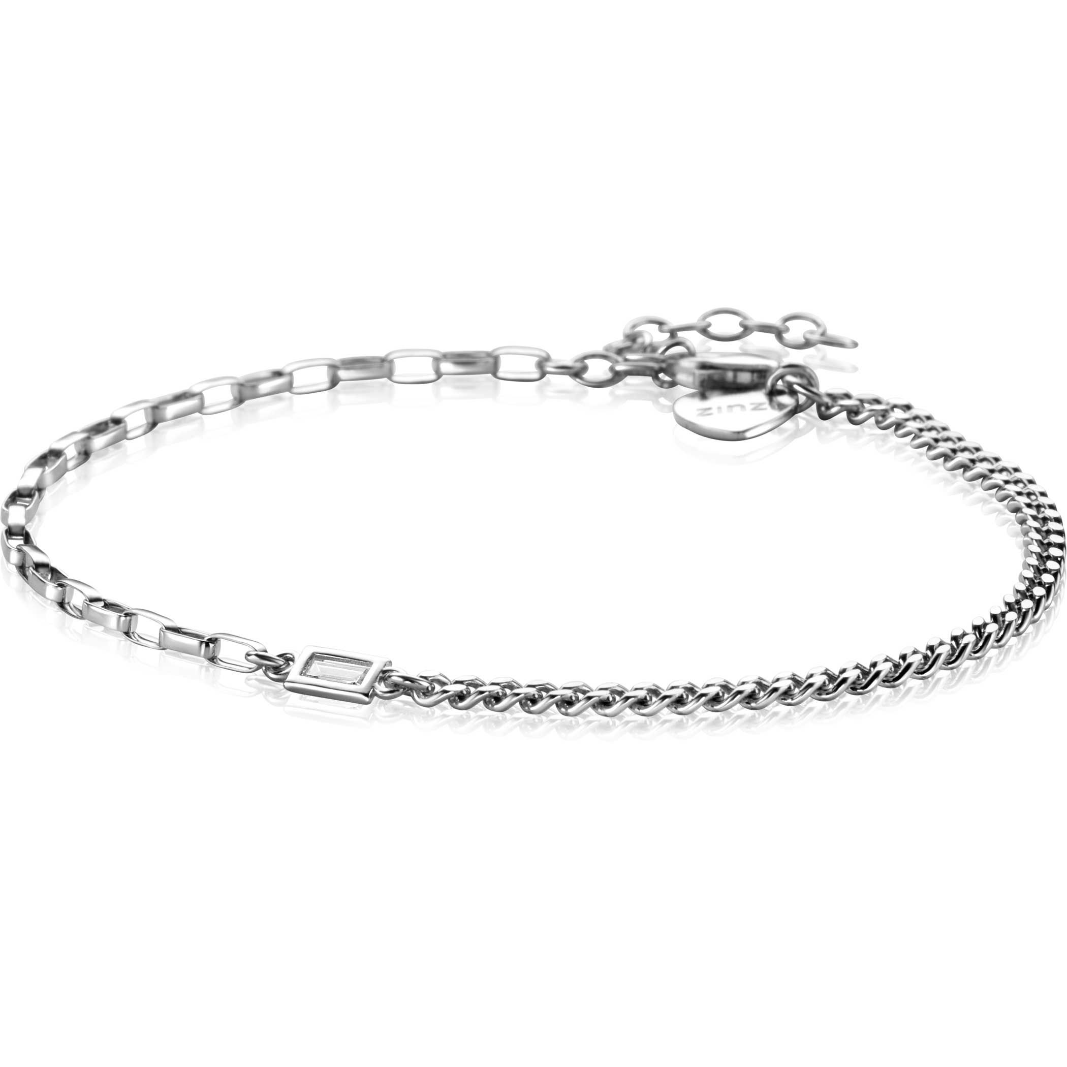 ZINZI zlv. armband grmt/paperclip met baq.zirc.