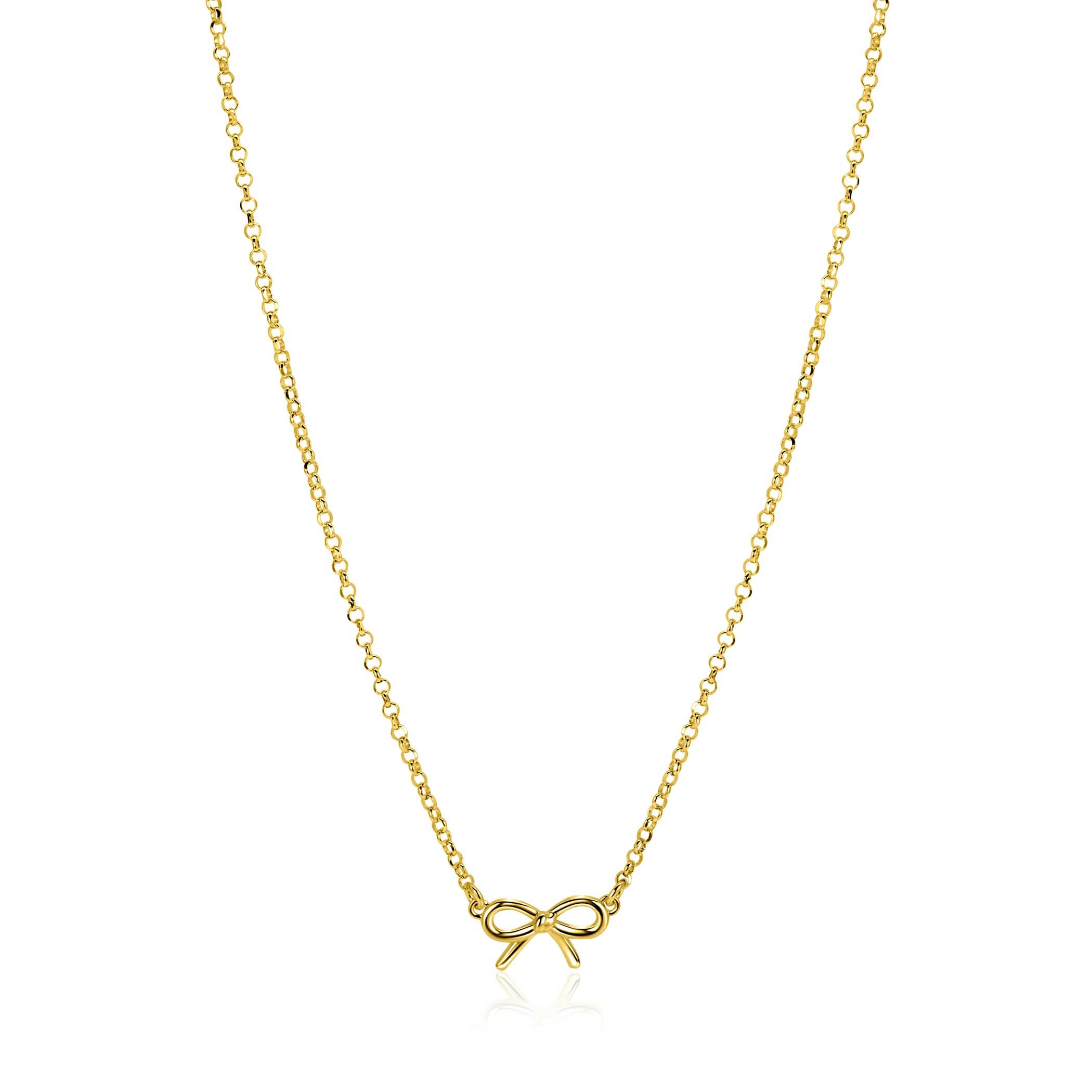 ZINZI vergoldete Silber Jasseron-Kette mit Schleife 41-45cm ZIC-BF124