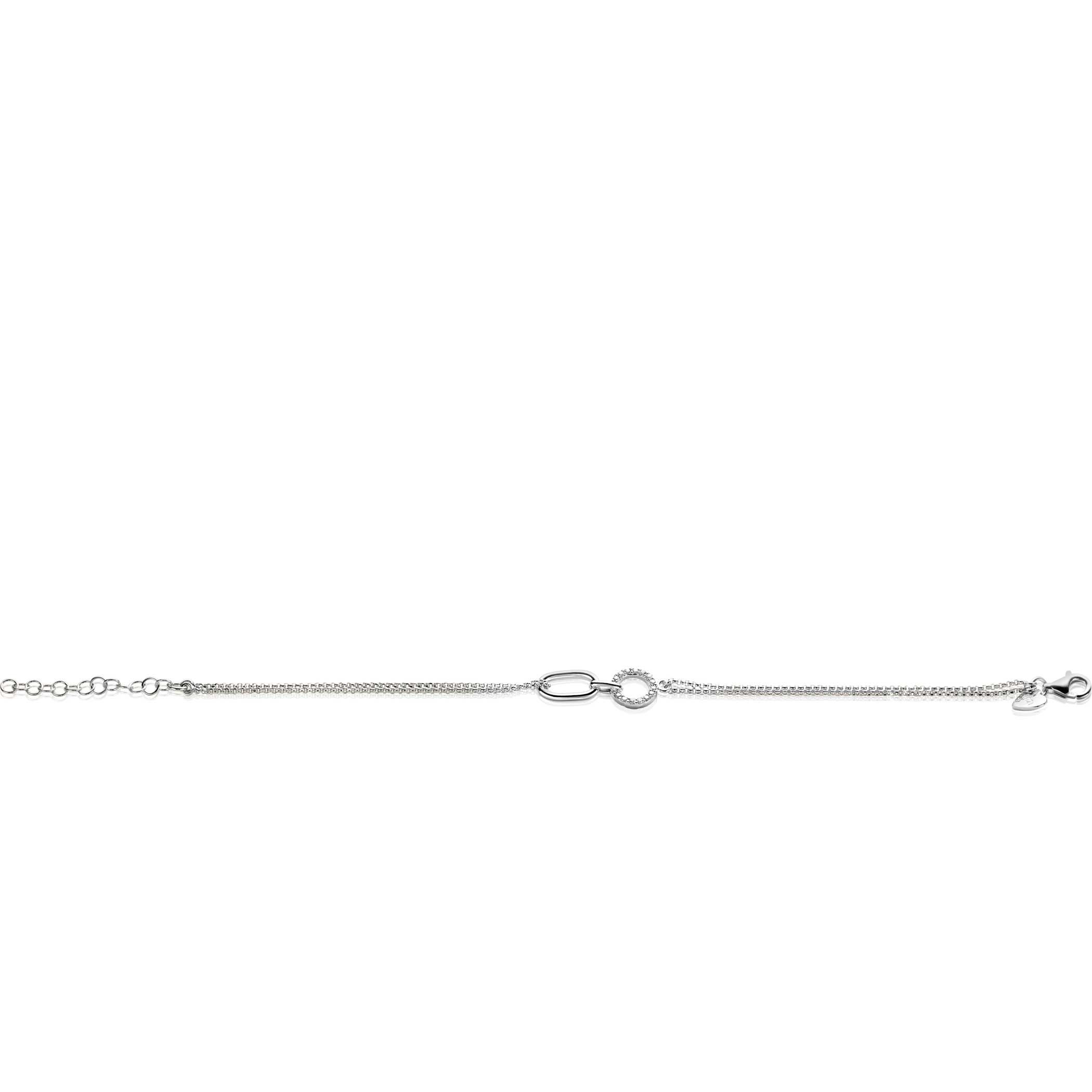 ZINZI zlv. armband met ovale en ronde schakel zirc.