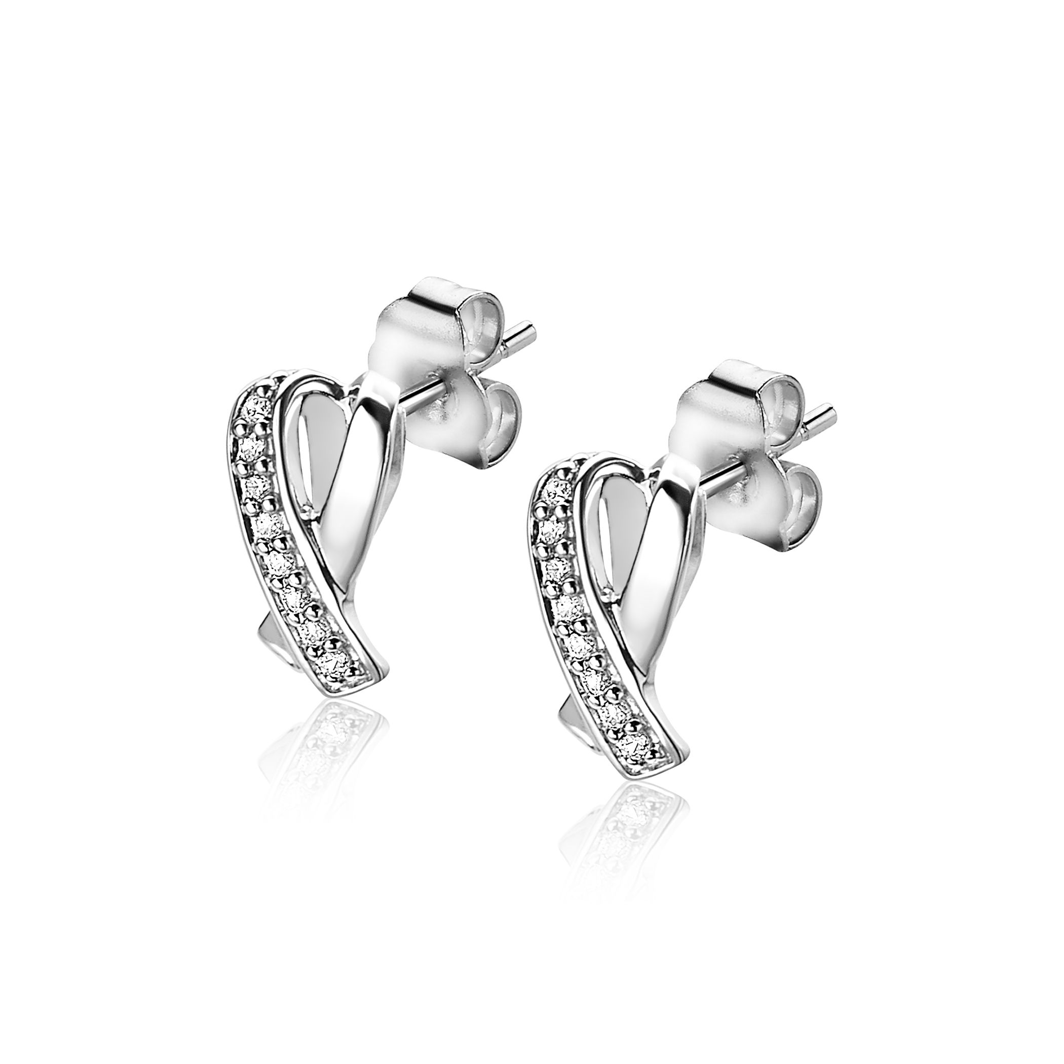 ZINZI silbernes cross-over Ohrstecker  weiß ZIO1625