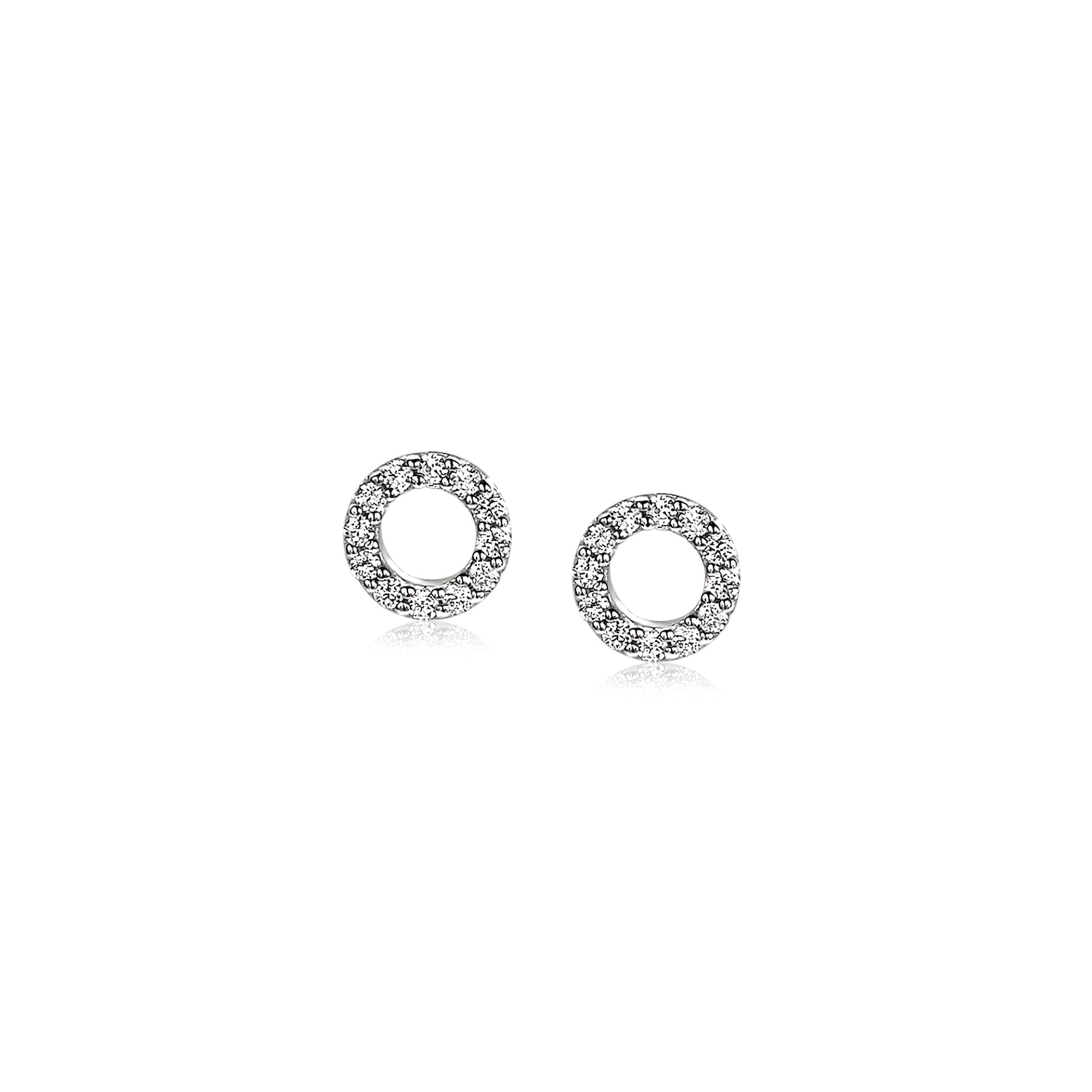 ZINZI silberne Ohrstecker offen rund  weiß 6,5mm ZIO1063