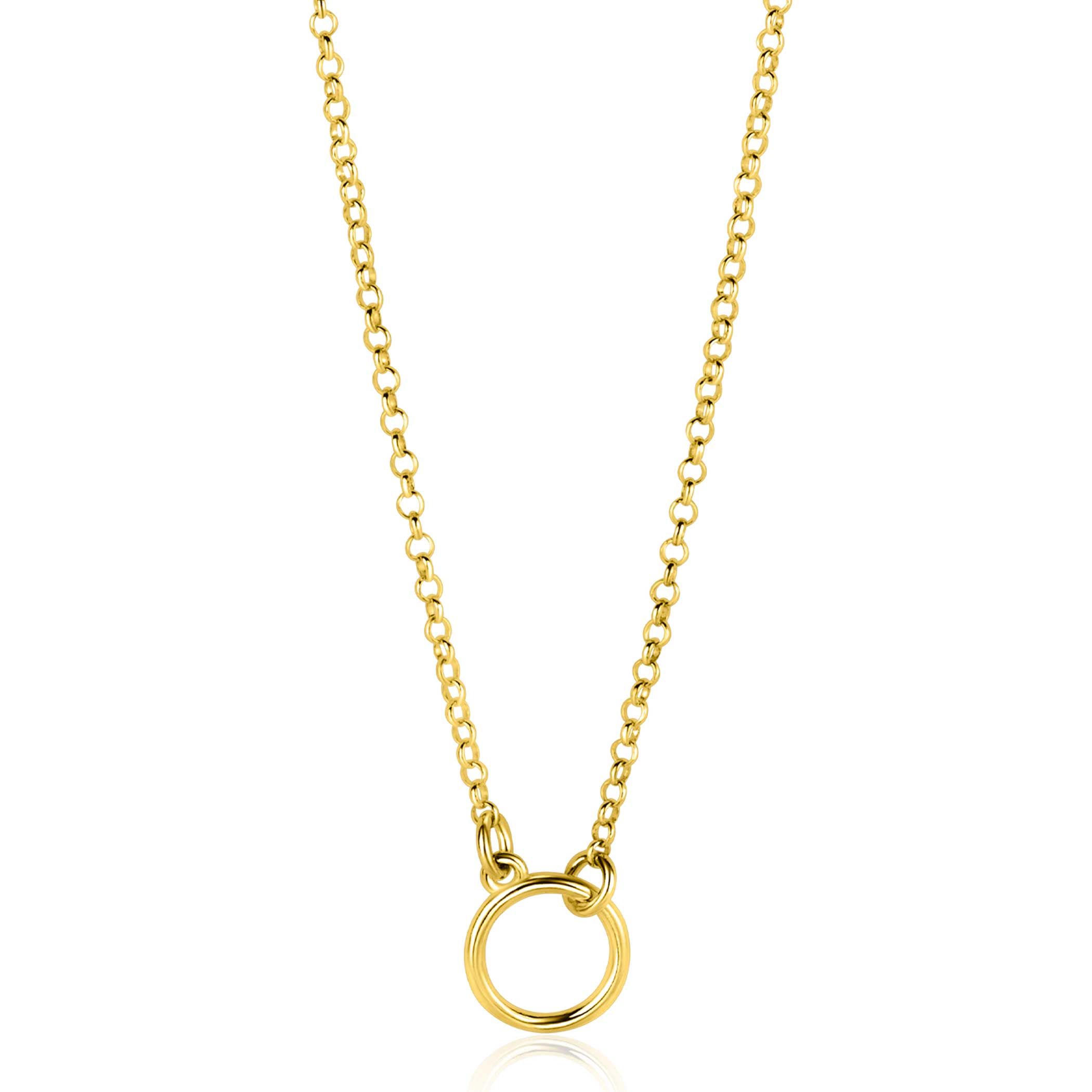 ZINZI zlv. collier gg.verg. met open rondje