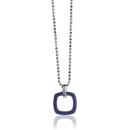 Zinzi silberner quadratischer Anhängerrblau ZIH1159B