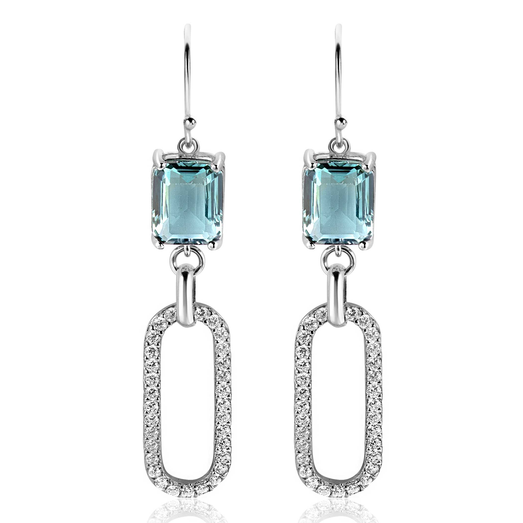 ZINZI zlv. oorhangers ovaal zirc. en petrol 58mm