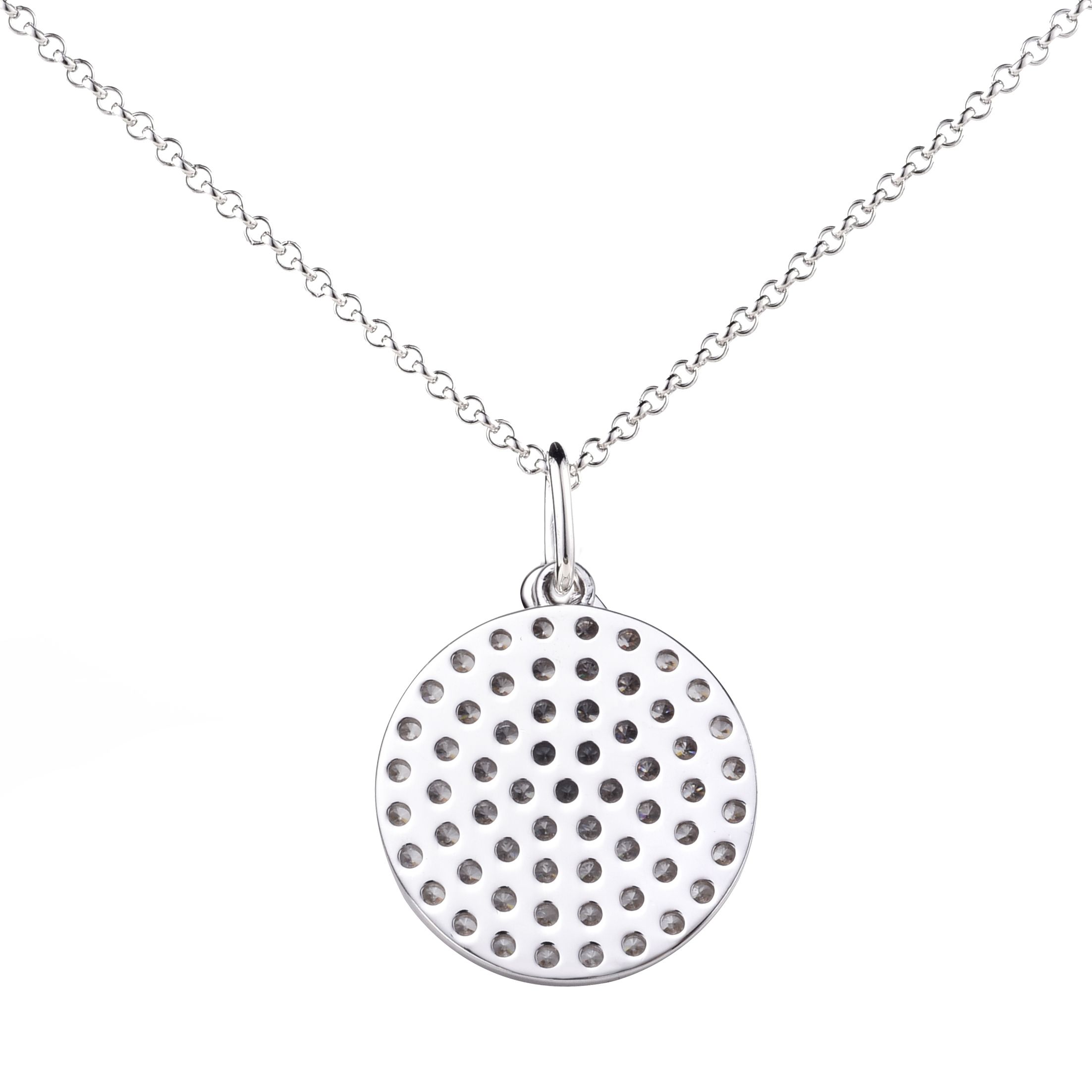 ZINZI silberne Kette 45cm mit Anhänger 17mm rund  weiß ZIC1572