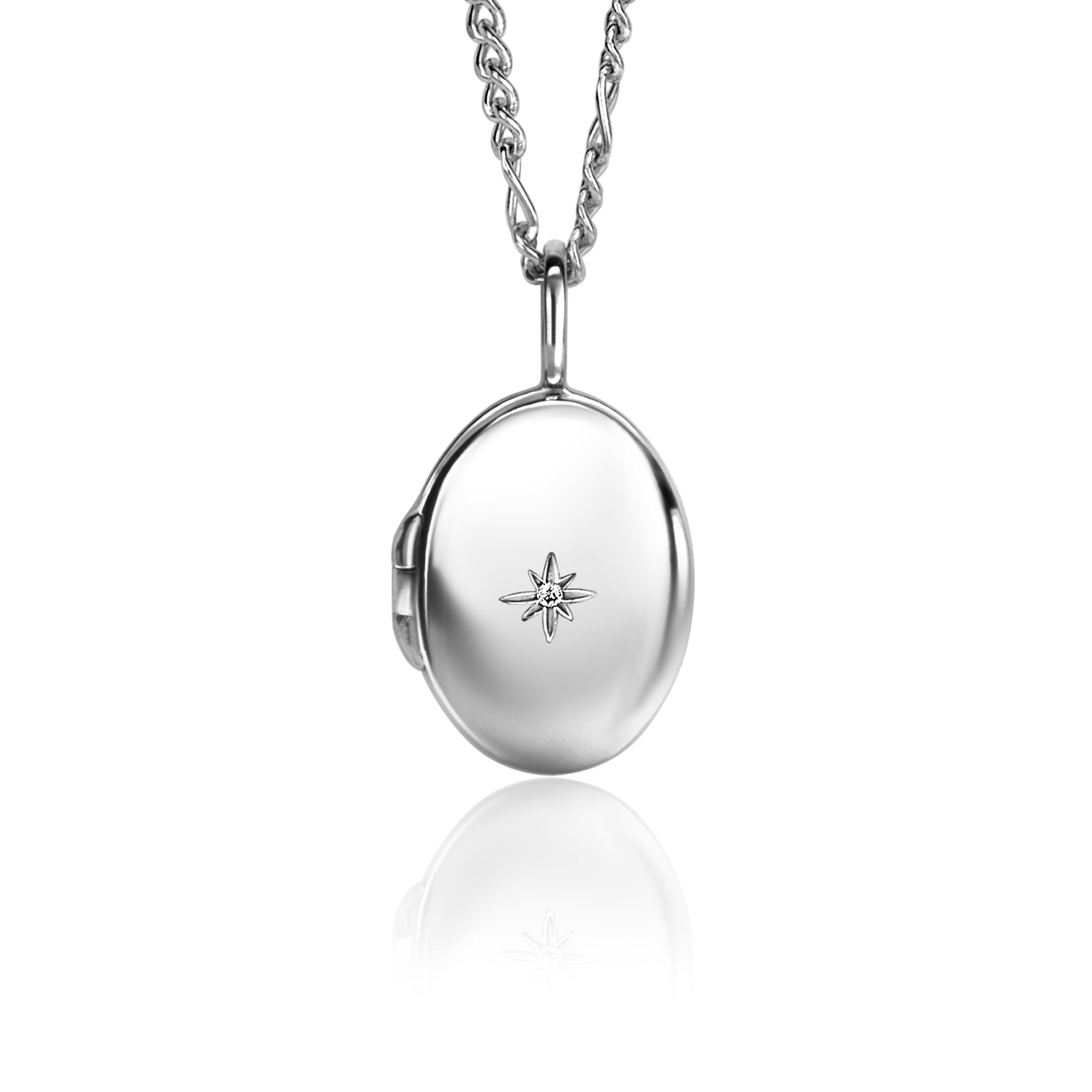 ZINZI zlv.hanger medaillon ovaal met zirconia 15mm