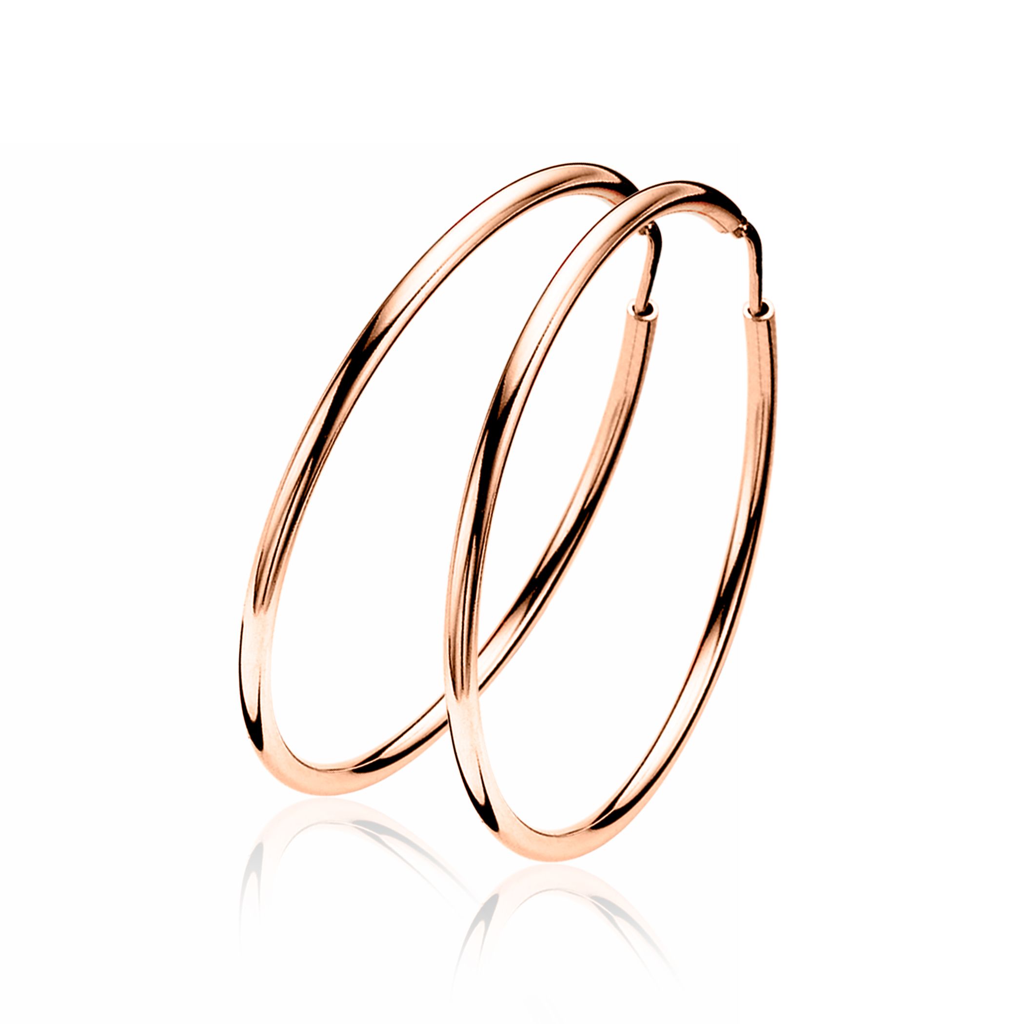 ZINZI silberne Ohrringe rosé vergoldet 35 x 2mm glatt ZIO435R