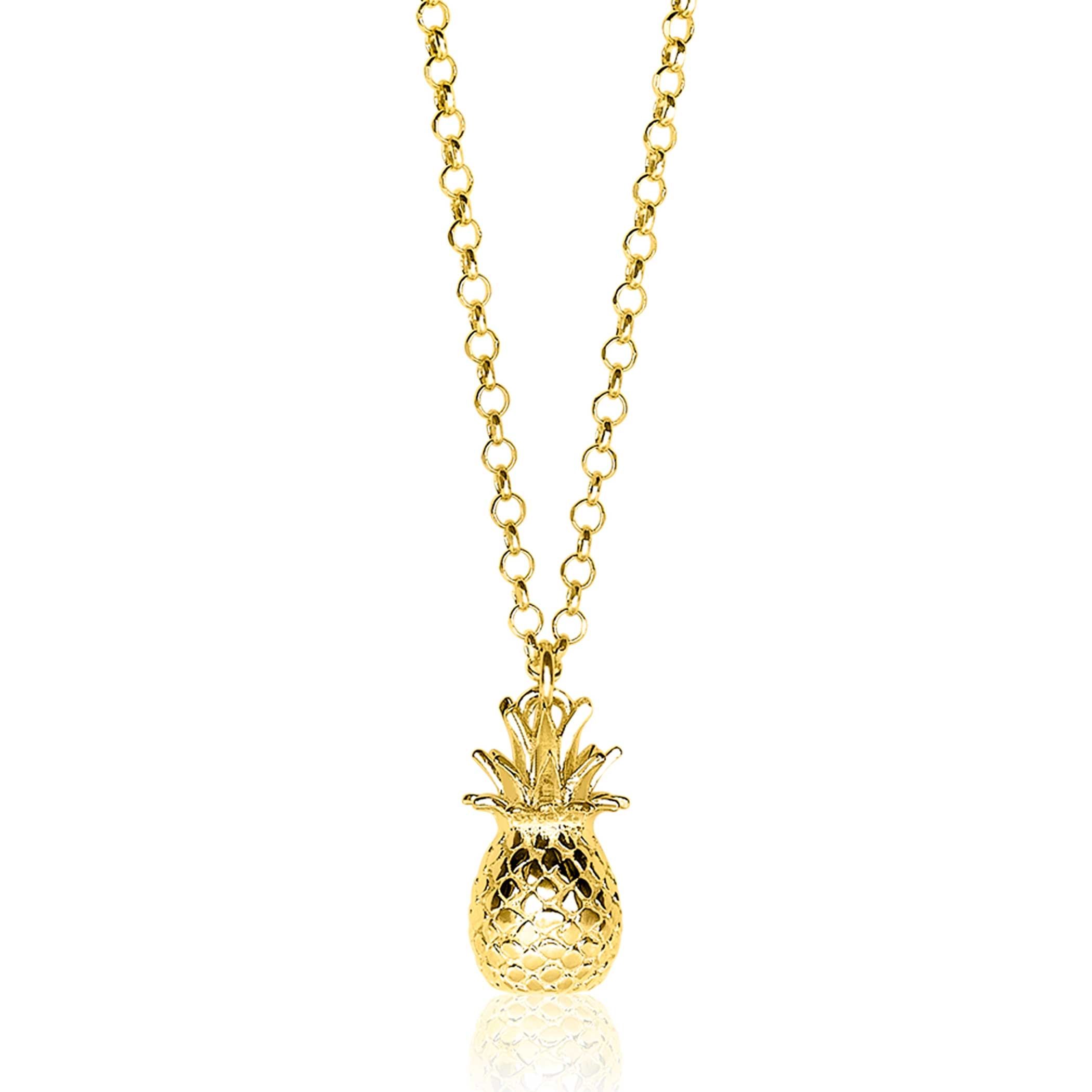 ZINZI silberne Kette gelb vergoldet Ananas 42-45cm ZIC1699G