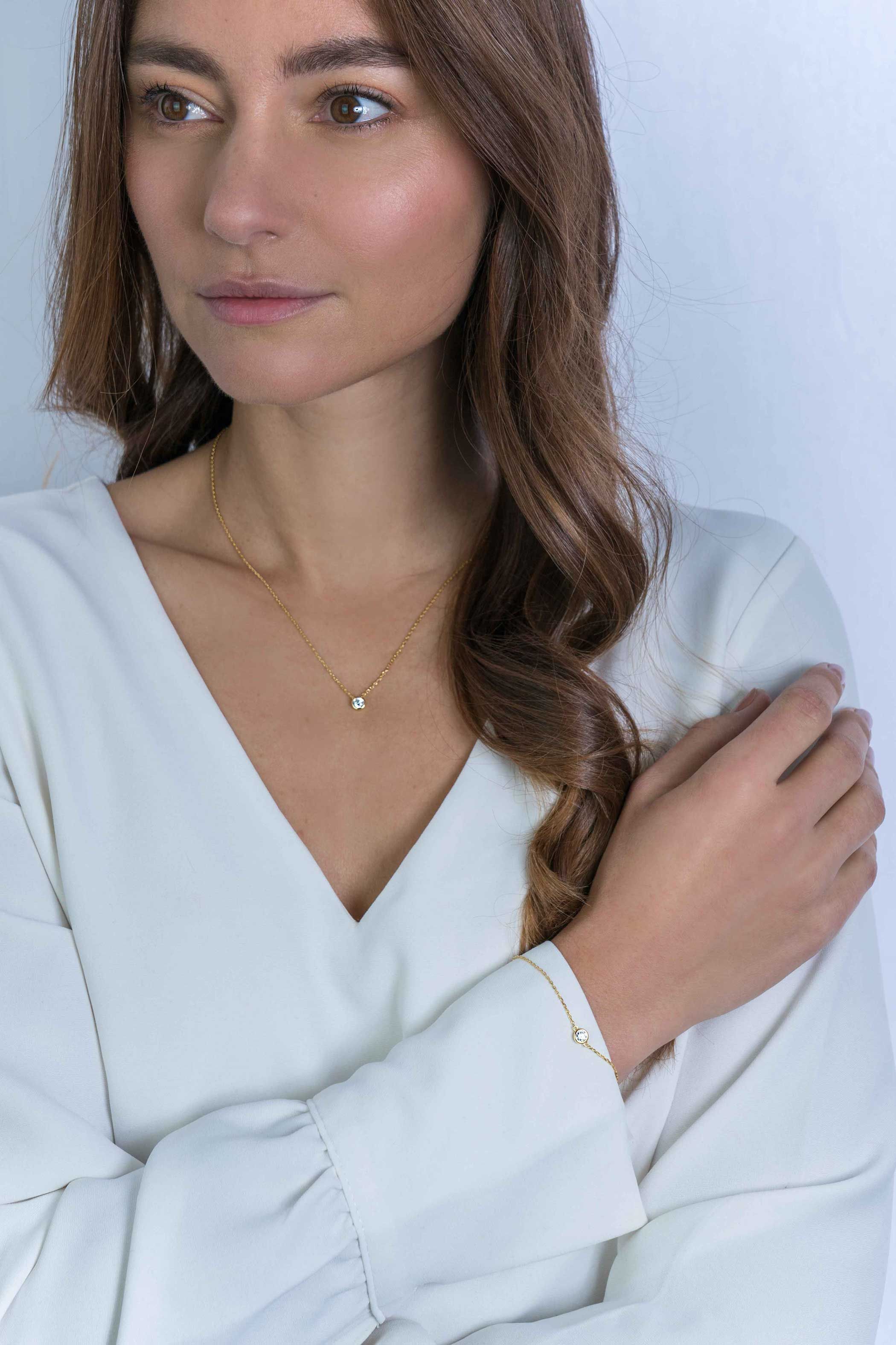 ZINZI silbernes Armband 14K gelb vergoldet rund  weiß ZIA1393Y