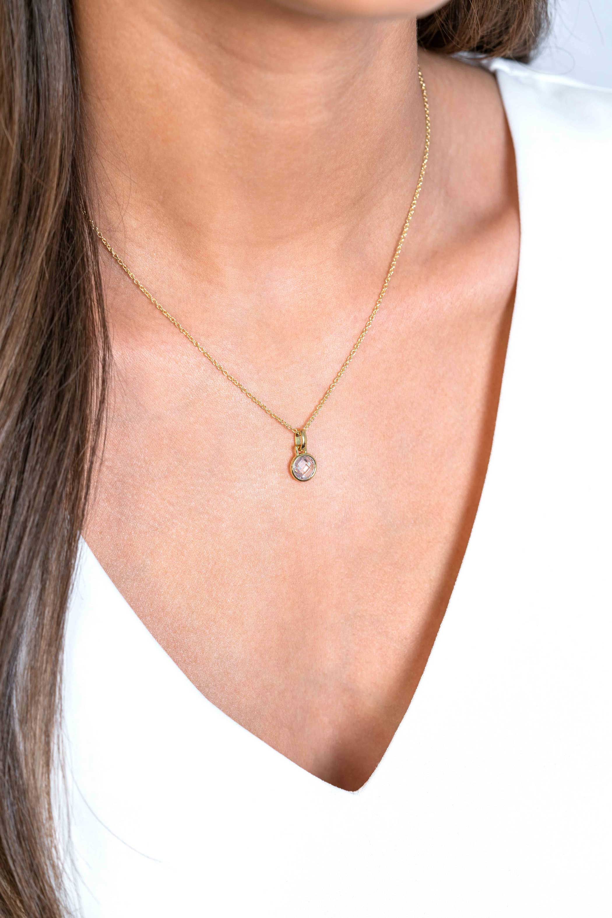 ZINZI zlv.hanger geel verguld ronde zirconia