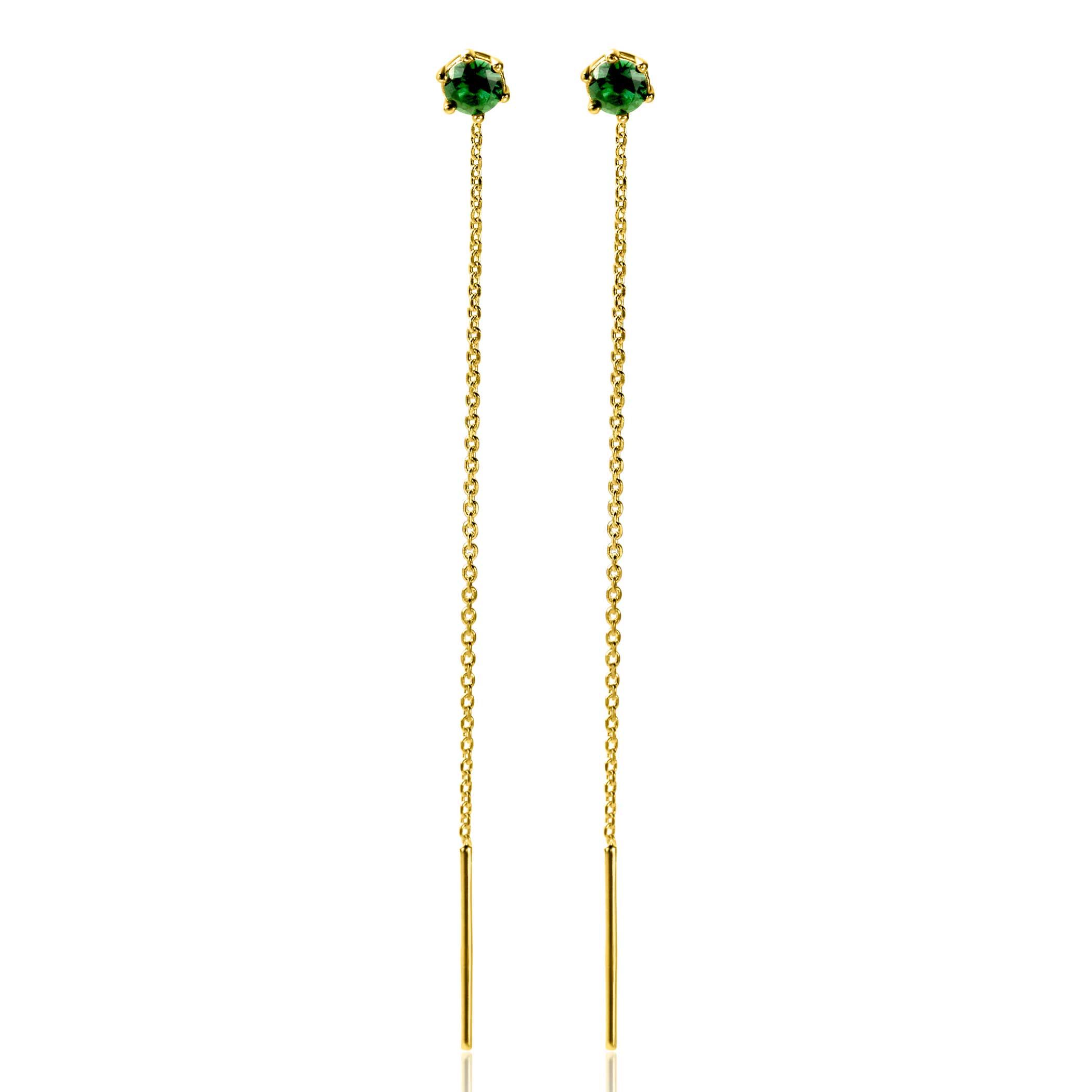 ZINZI zlv. doortrek oorsieraden gg.verg.met groen cz