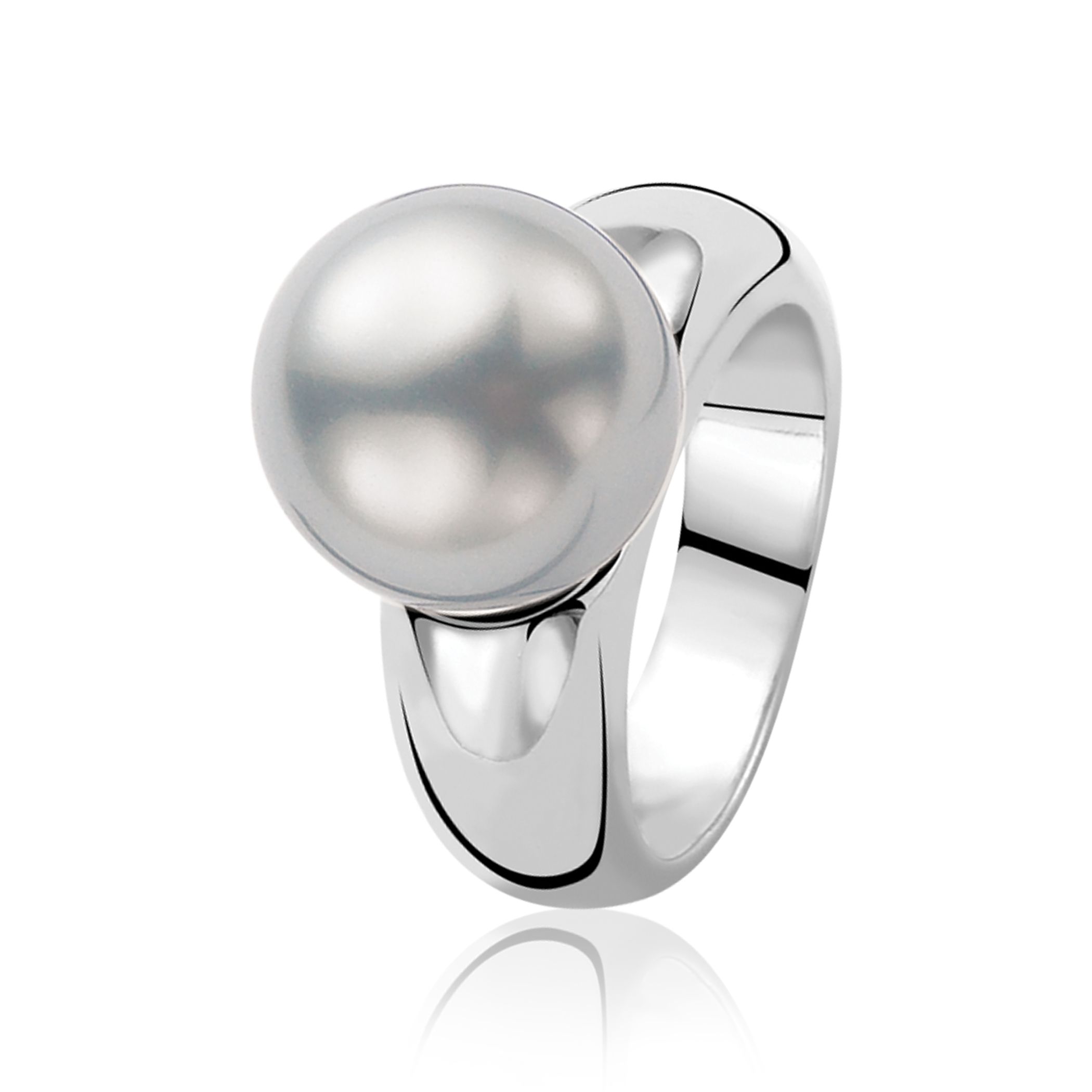 ZINZI silberner Ring Perle grau 12mm ZIR170G
