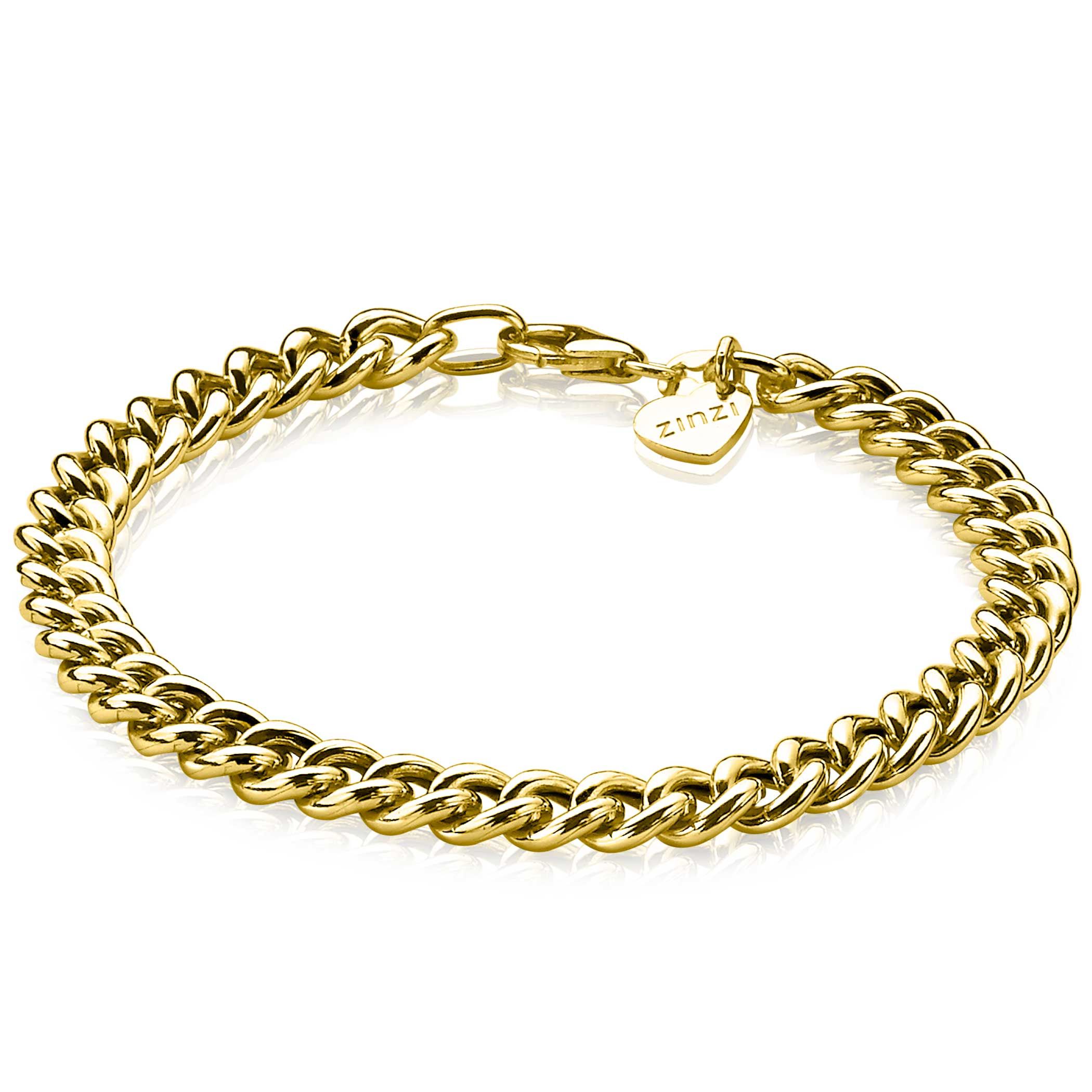 ZINZI silbernes Gourmet Armband gelb vergoldet 6,5mm breit 19cm ZIA1056G